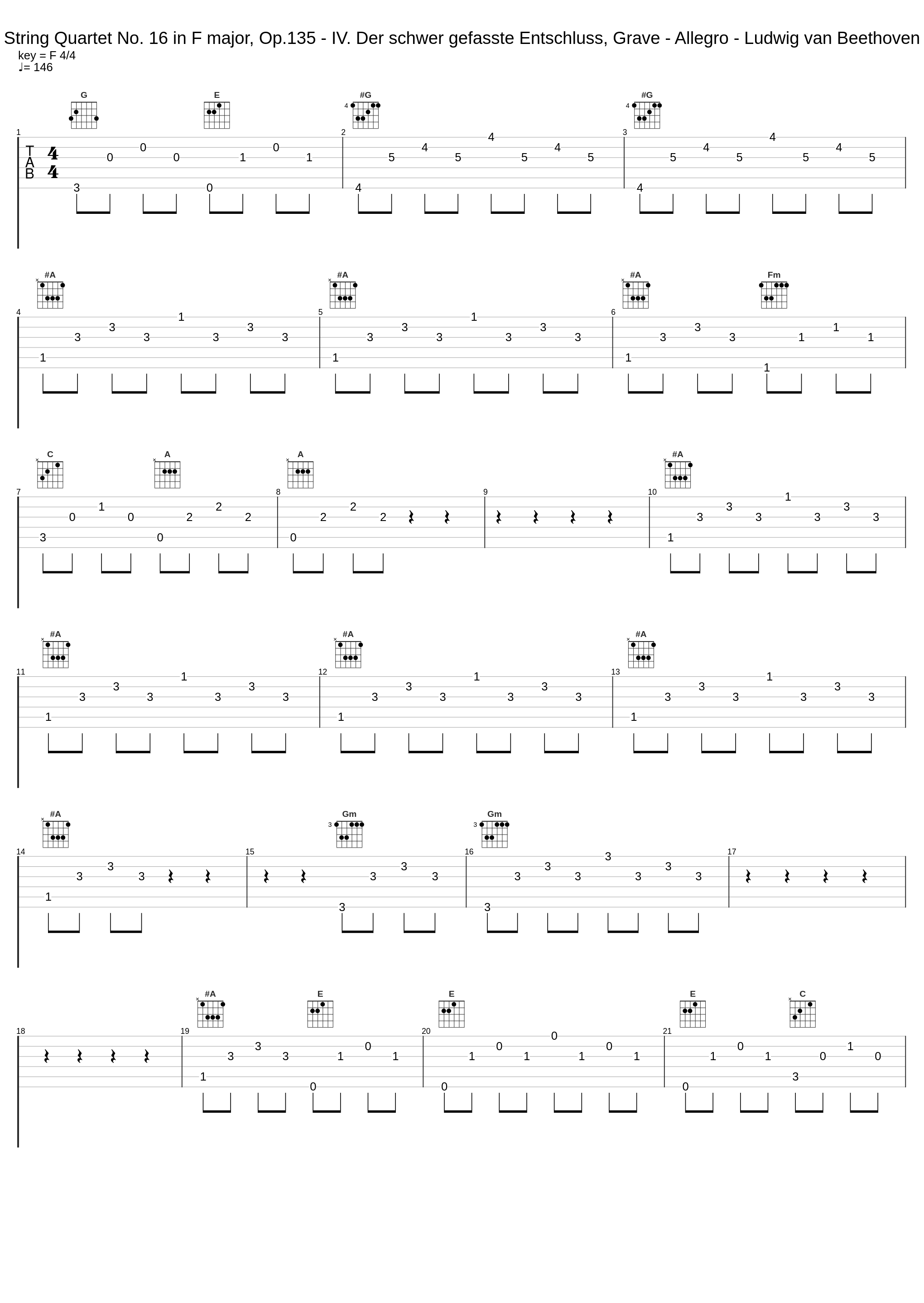 String Quartet No. 16 in F major, Op.135 - IV. Der schwer gefasste Entschluss, Grave - Allegro - Ludwig van Beethoven_Ludwig van Beethoven_1