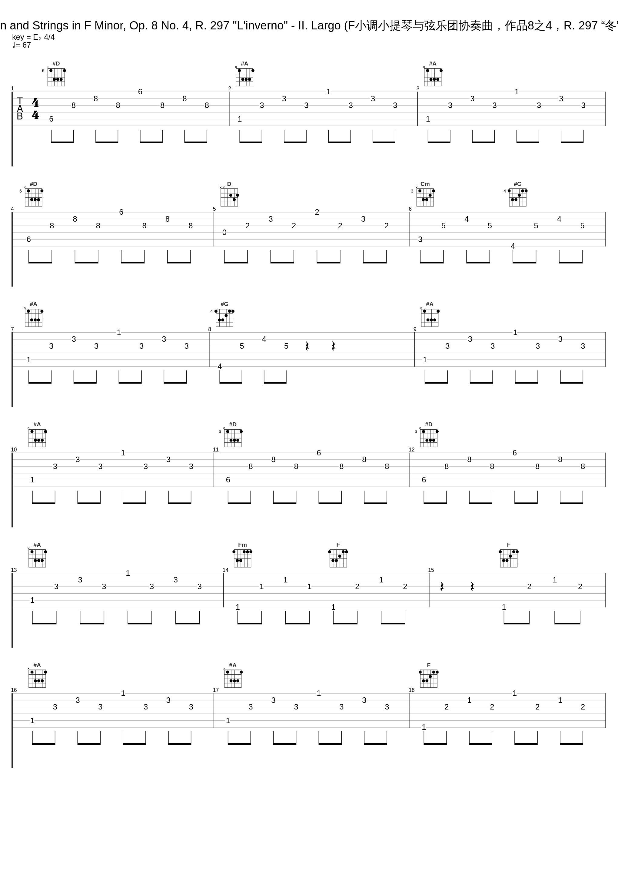 Concerto for Violin and Strings in F Minor, Op. 8 No. 4, R. 297 "L'inverno" - II. Largo (F小调小提琴与弦乐团协奏曲，作品8之4，R. 297 “冬” - 第二乐章 广板)_Herbert von Karajan,Berliner Philharmoniker,Michel Schwalbé,Eberhard Finke_1