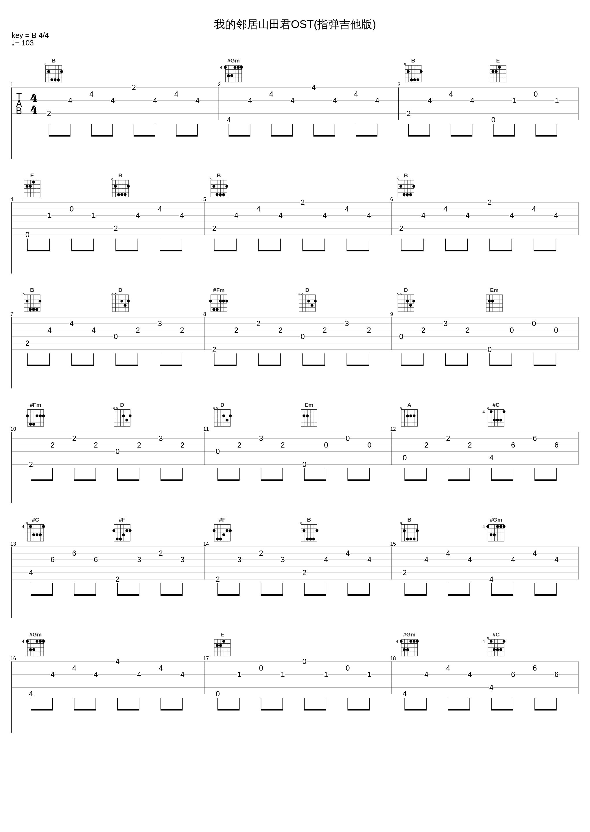 我的邻居山田君OST(指弹吉他版)_汤文杰_1