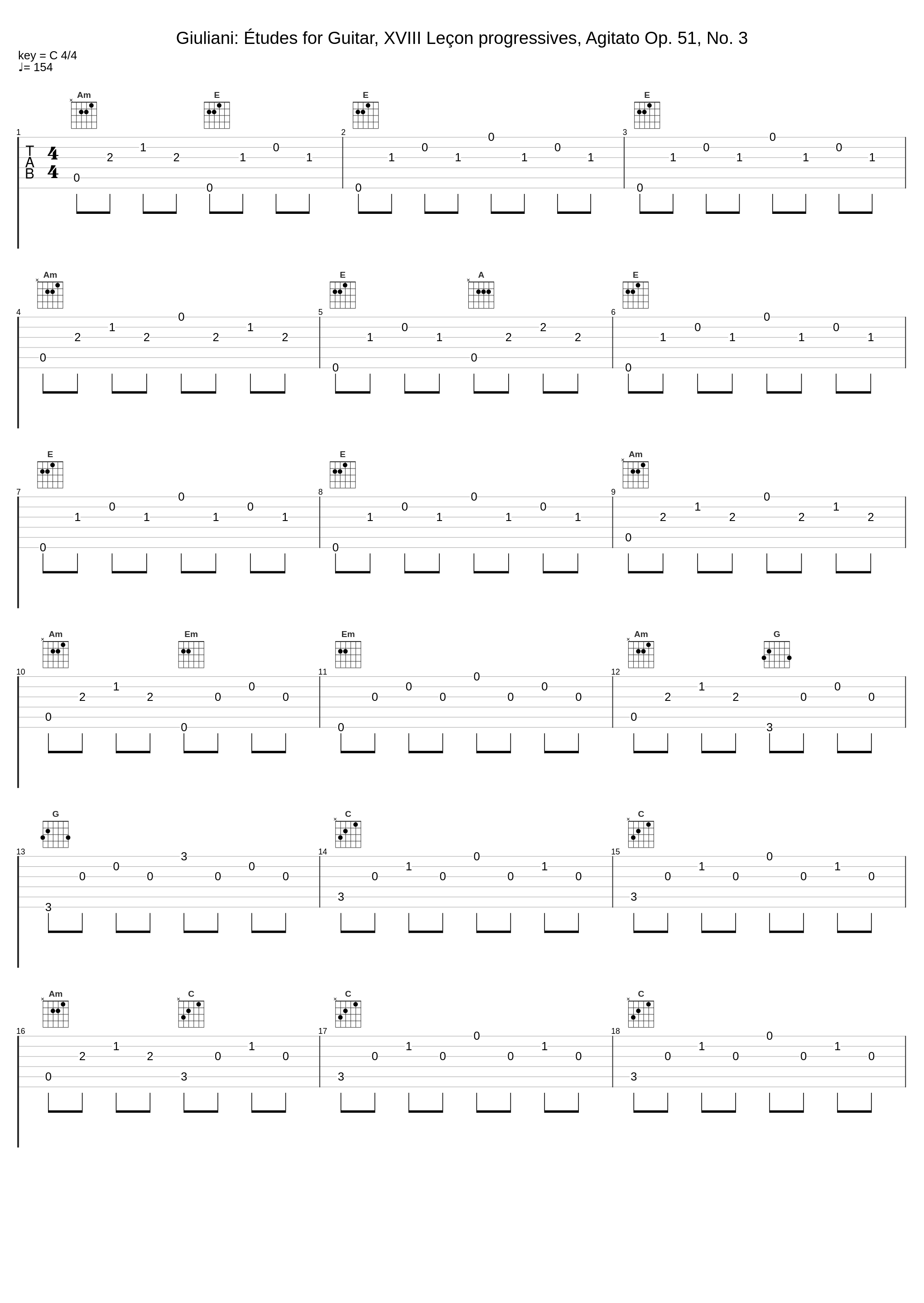 Giuliani: Études for Guitar, XVIII Leçon progressives, Agitato Op. 51, No. 3_Elena Càsoli_1
