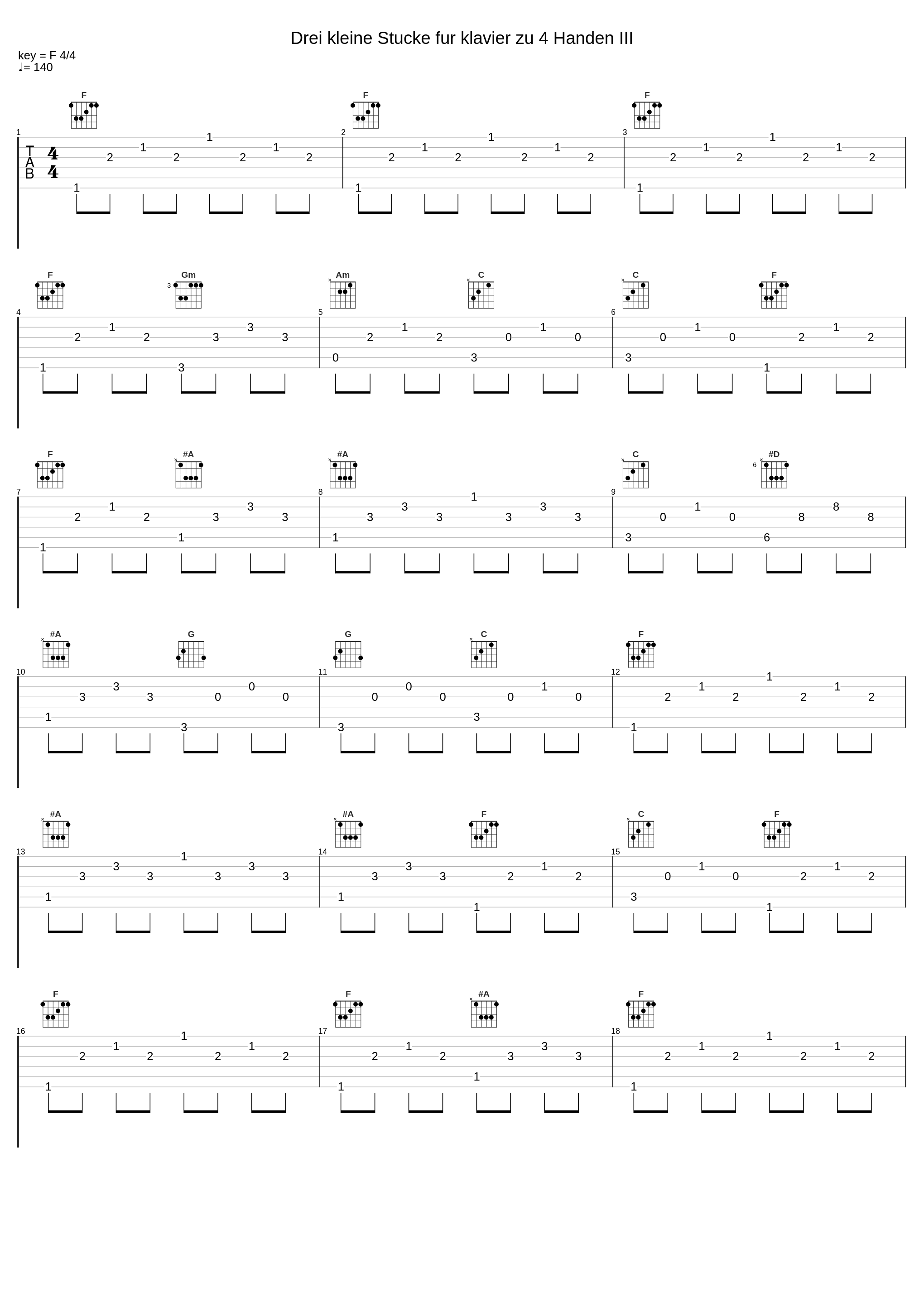 Drei kleine Stucke fur klavier zu 4 Handen III_Anton Bruckner_1