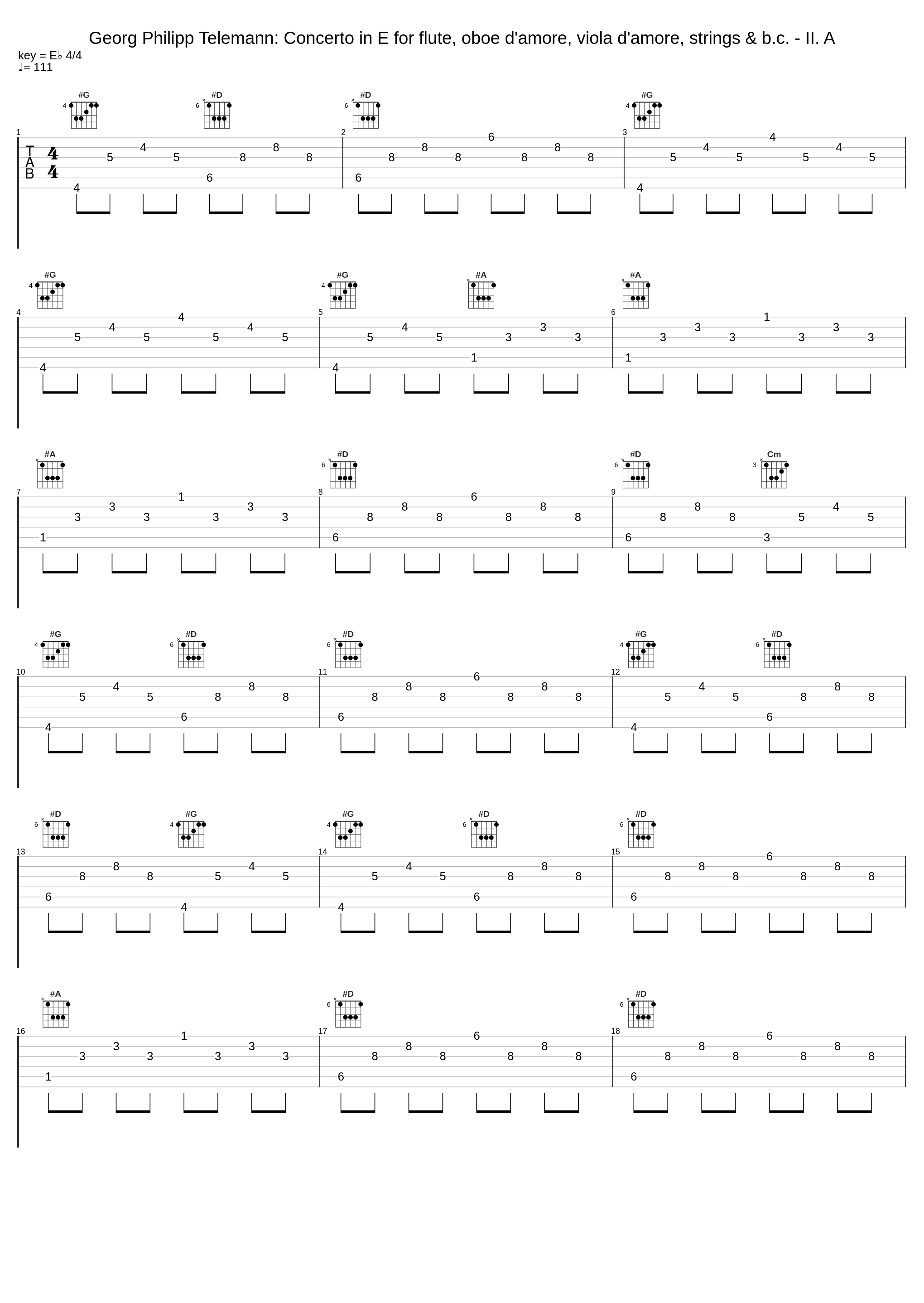 Georg Philipp Telemann: Concerto in E for flute, oboe d'amore, viola d'amore, strings & b.c. - II. A_Georg Philipp Telemann_1