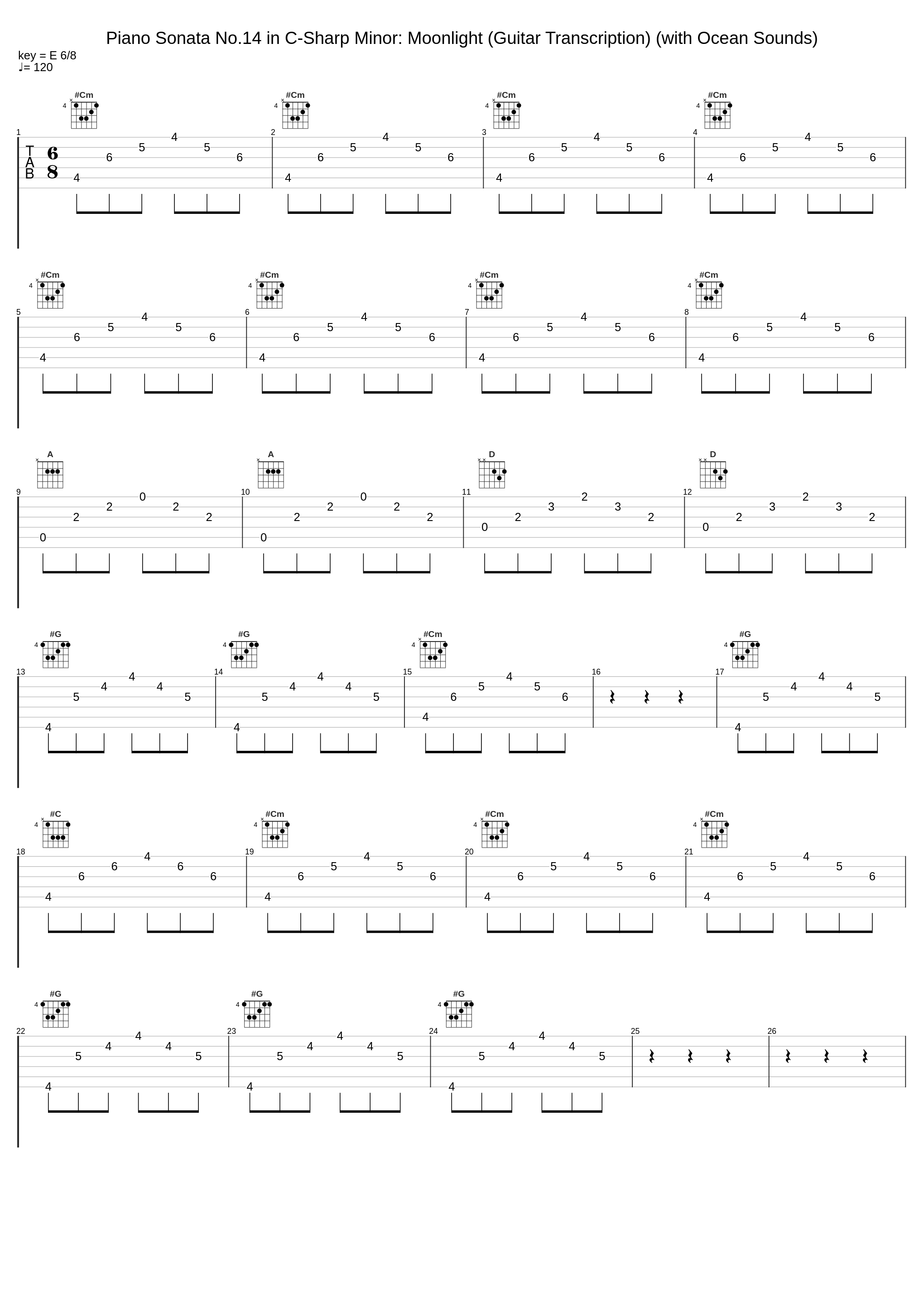 Piano Sonata No.14 in C-Sharp Minor: Moonlight (Guitar Transcription) (with Ocean Sounds)_Classical Music DEA Channel,Relaxing Classical Music Academy,Guitar Music DEA Channel_1