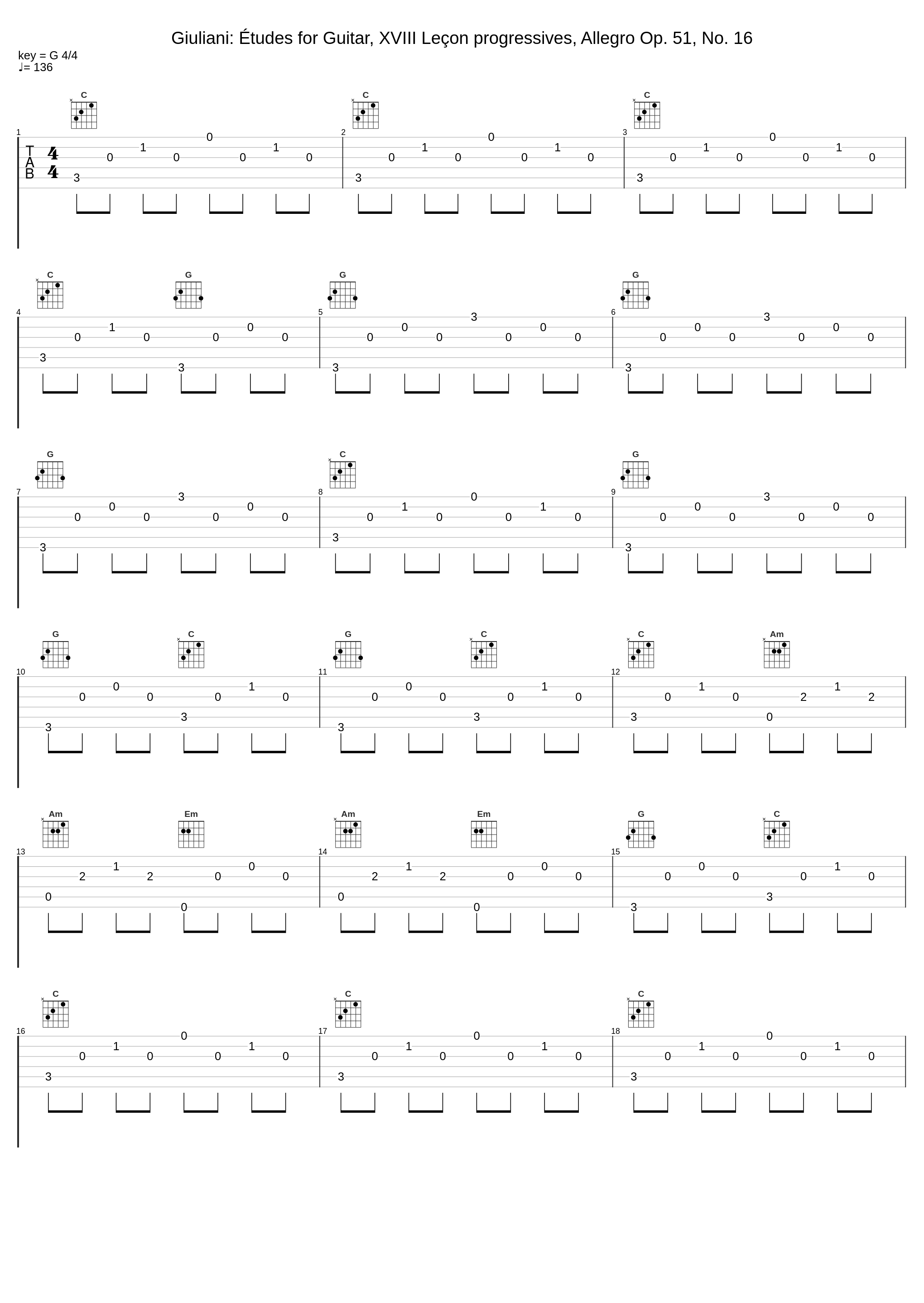 Giuliani: Études for Guitar, XVIII Leçon progressives, Allegro Op. 51, No. 16_Elena Càsoli_1