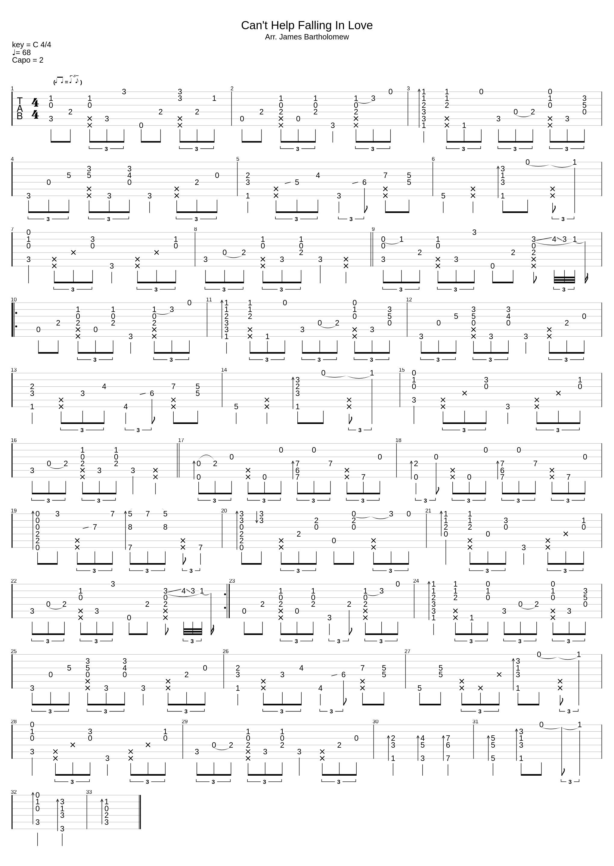 Can't Help Falling In Love Fingerstyle_James Bartholomew_1