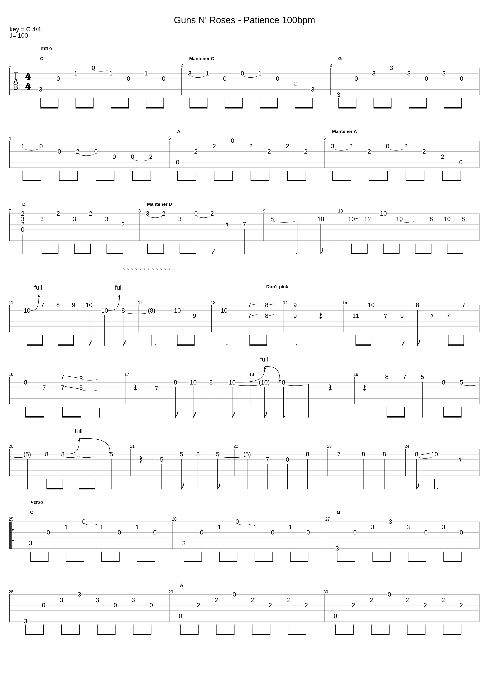 Guns N' Roses - Patience 100bpm_Guns And Roses_1