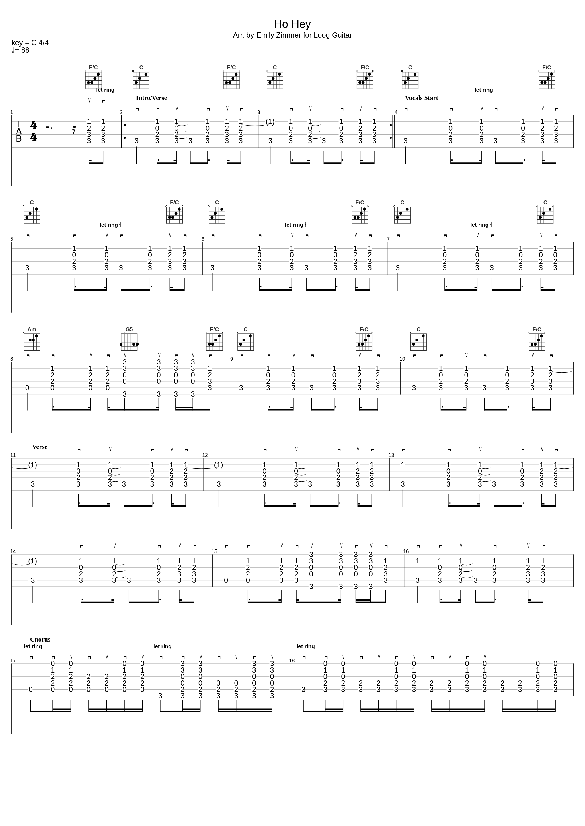 Ho Hey (simplified/Loog guitar-friendly)_Lumineers_1