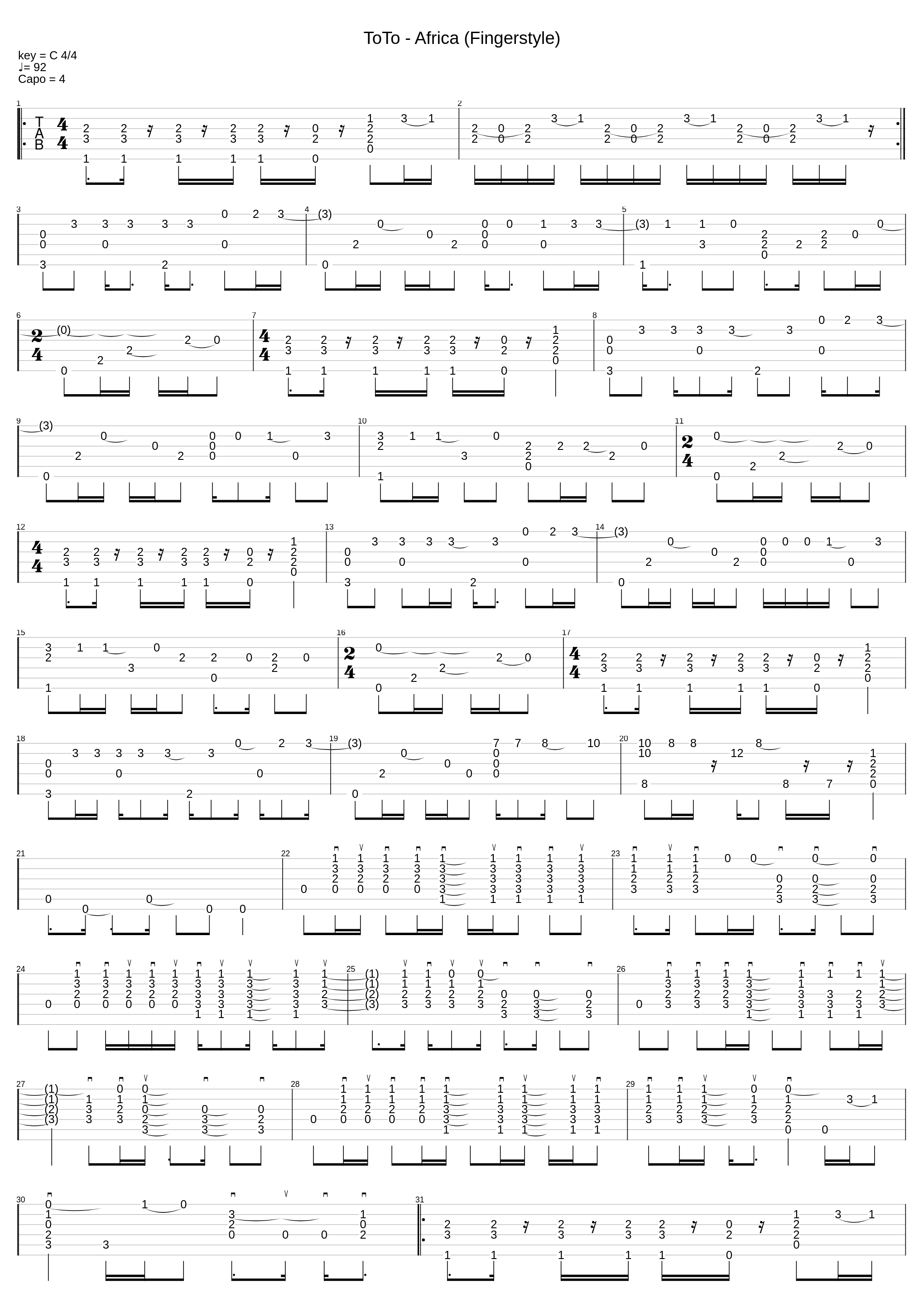 Africa (Standart Tuning Fingerstyle)_Toto_1
