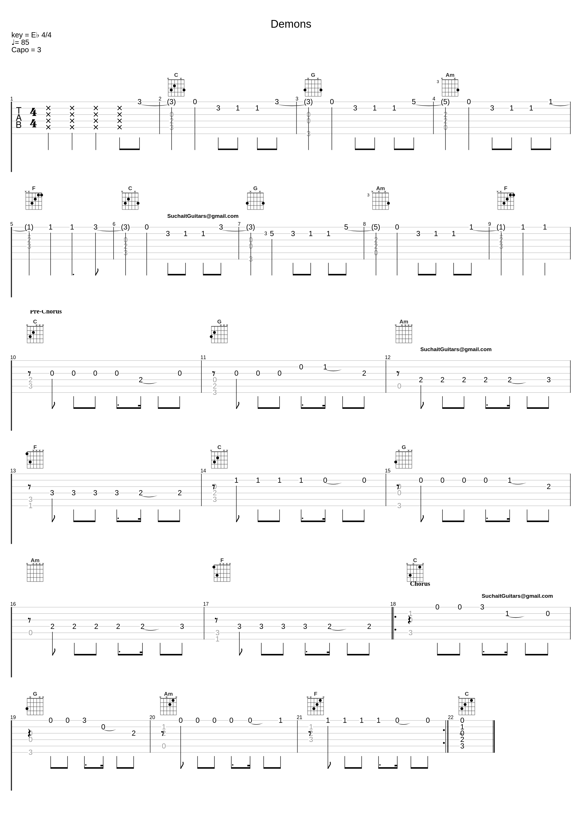 Demons - Imagine Dragons easy fingerstyle_Suchaitguitars@Gmail.Com_1