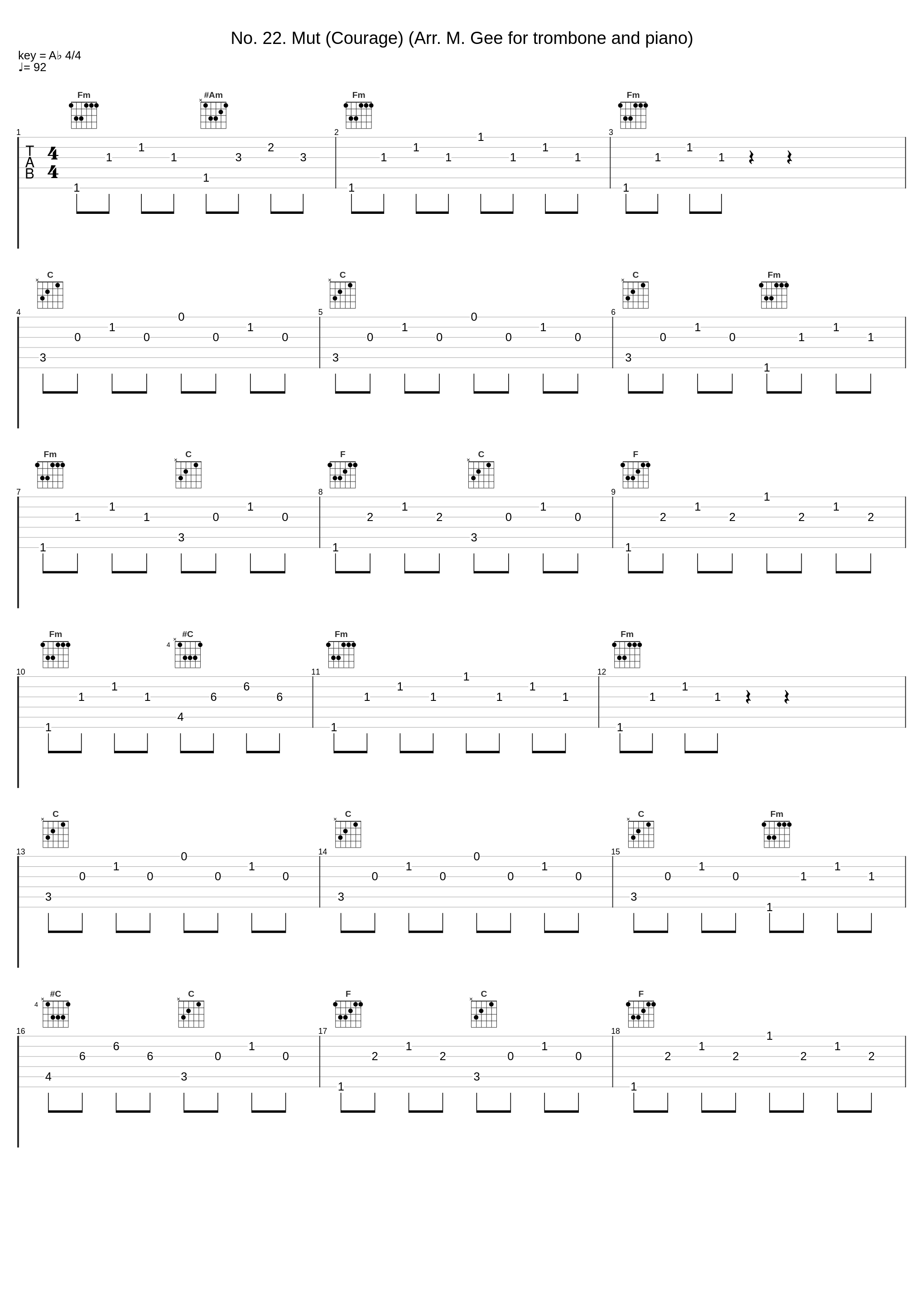 No. 22. Mut (Courage) (Arr. M. Gee for trombone and piano)_Matthew Gee_1