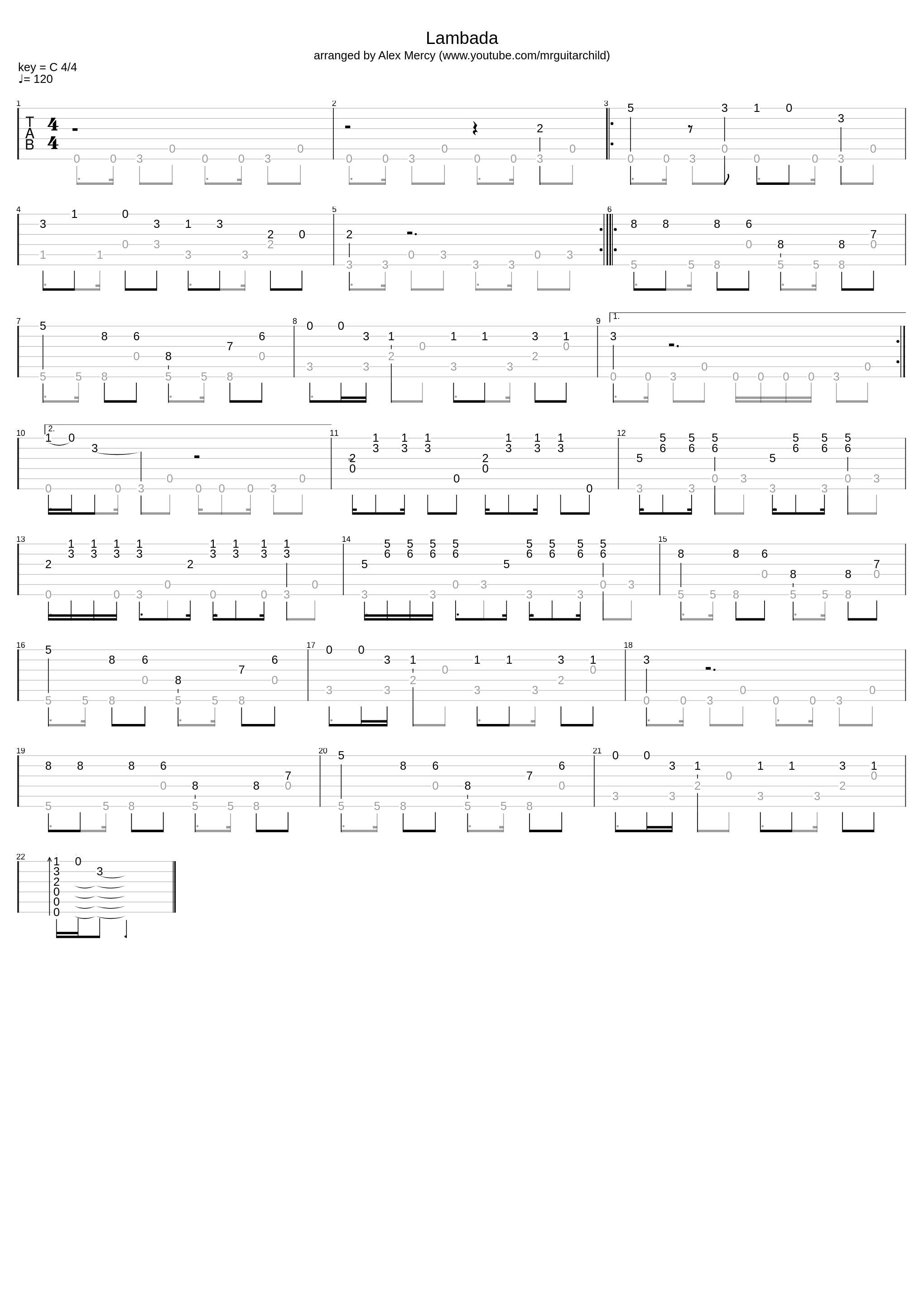 Lambada 2 Fingerstyle_Kaoma_1