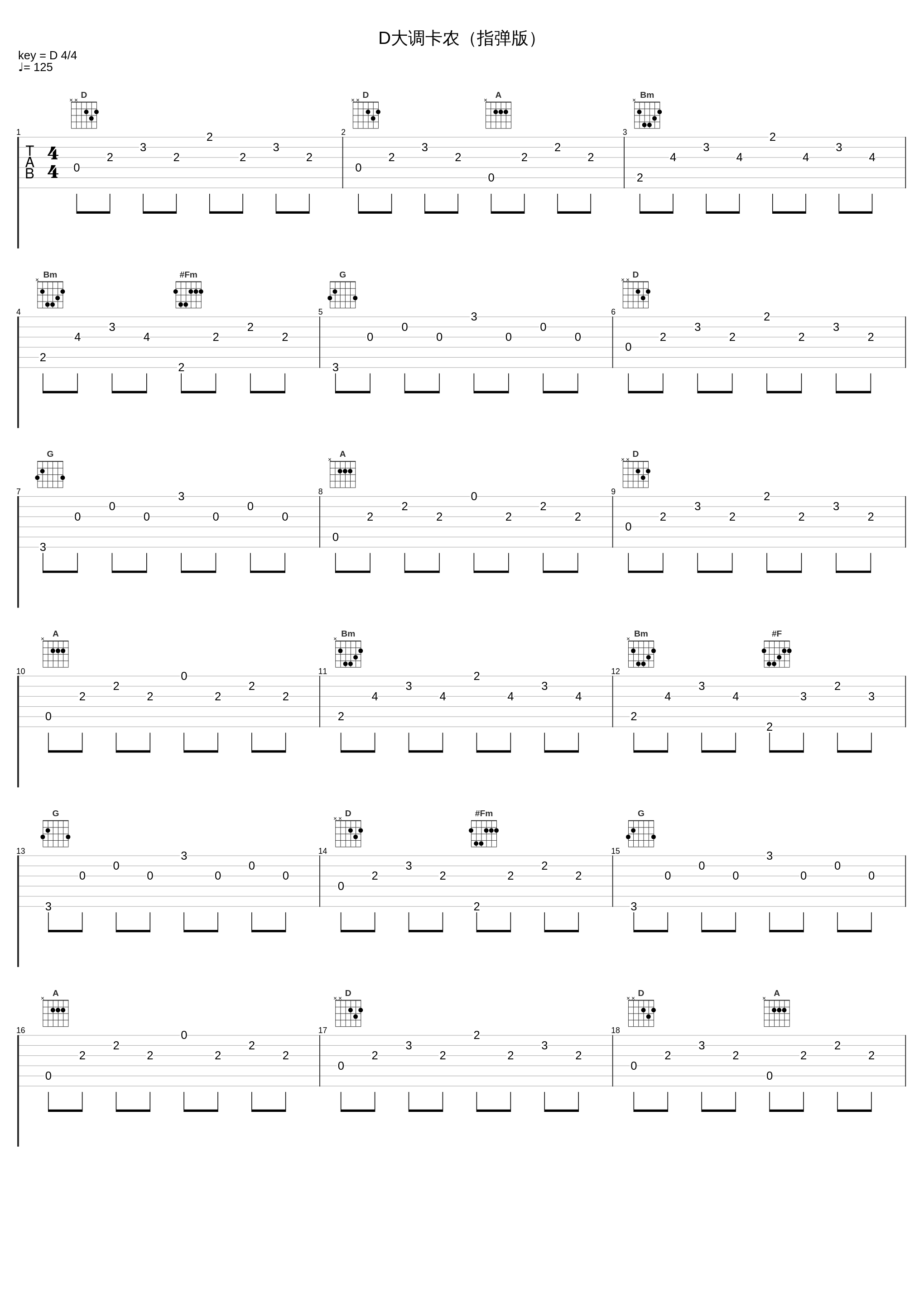 D大调卡农（指弹版）_汤文杰_1