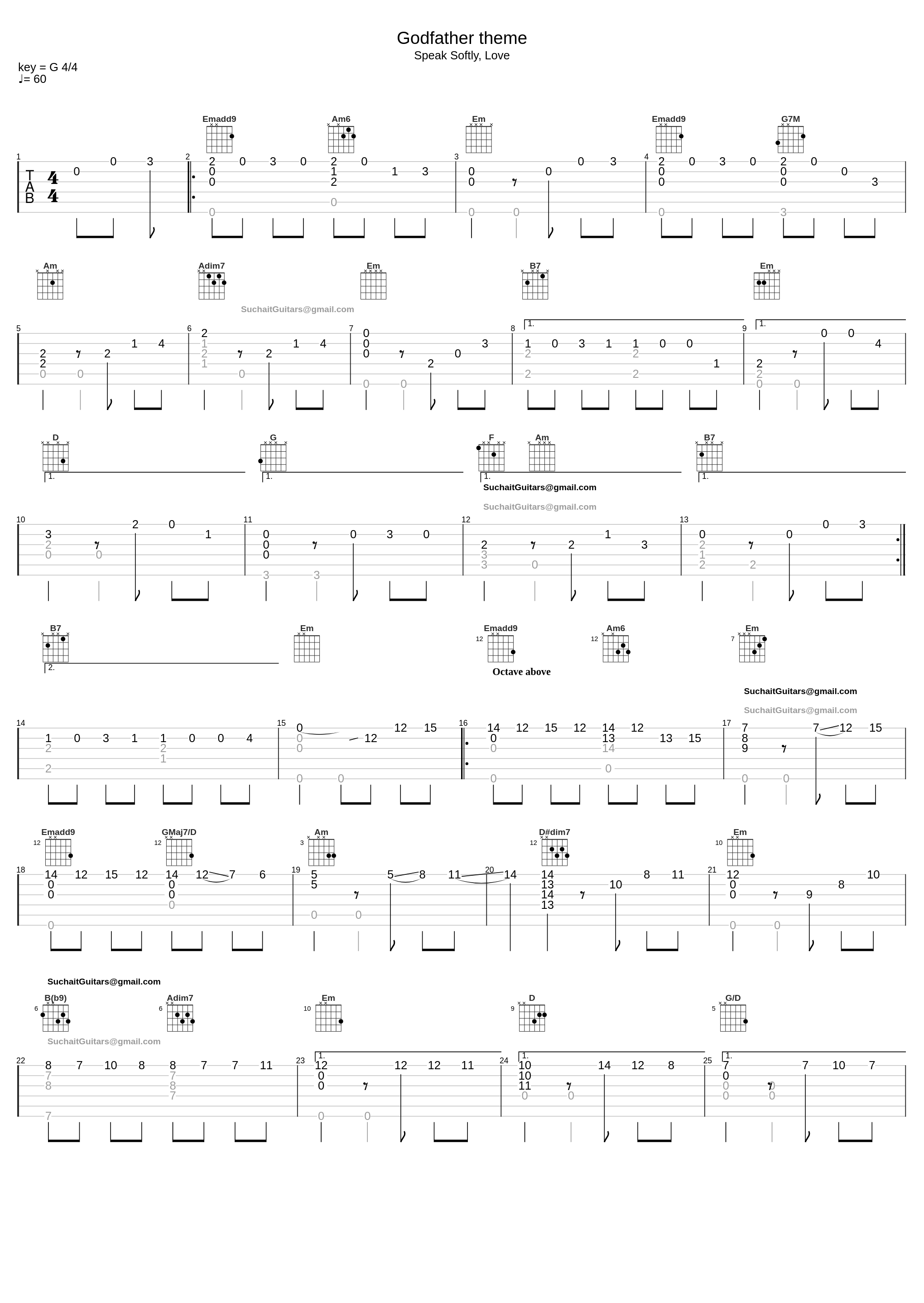 Godfather theme intermediate version fingerstyle guitar_Suchaitguitars@Gmail.Com_1