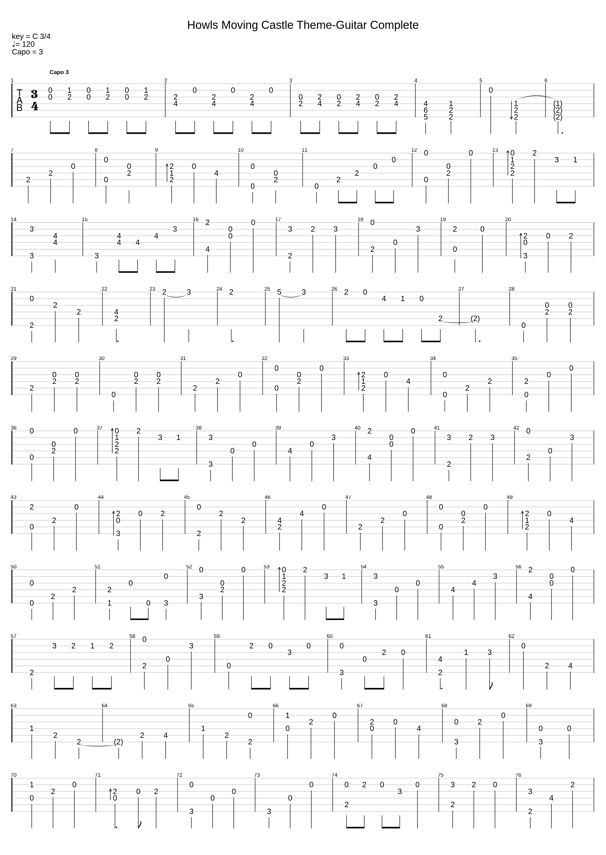 Howls Moving Castle Theme-Guitar Complete_darrell_viters_1