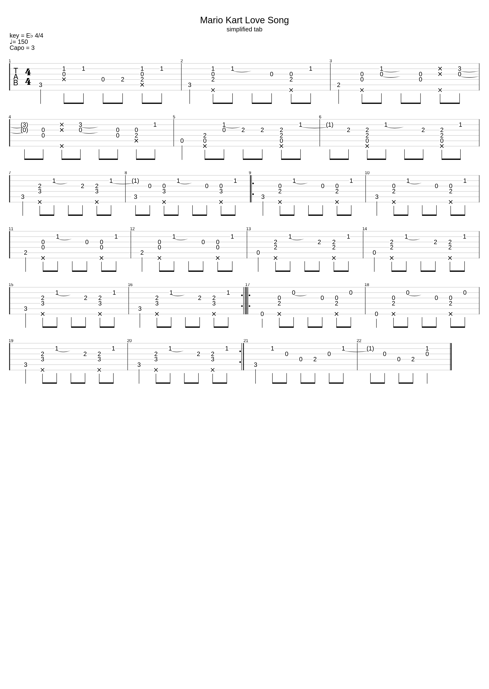 Mario Kart Love Song (Simplified Tab)_Sam Hart_1