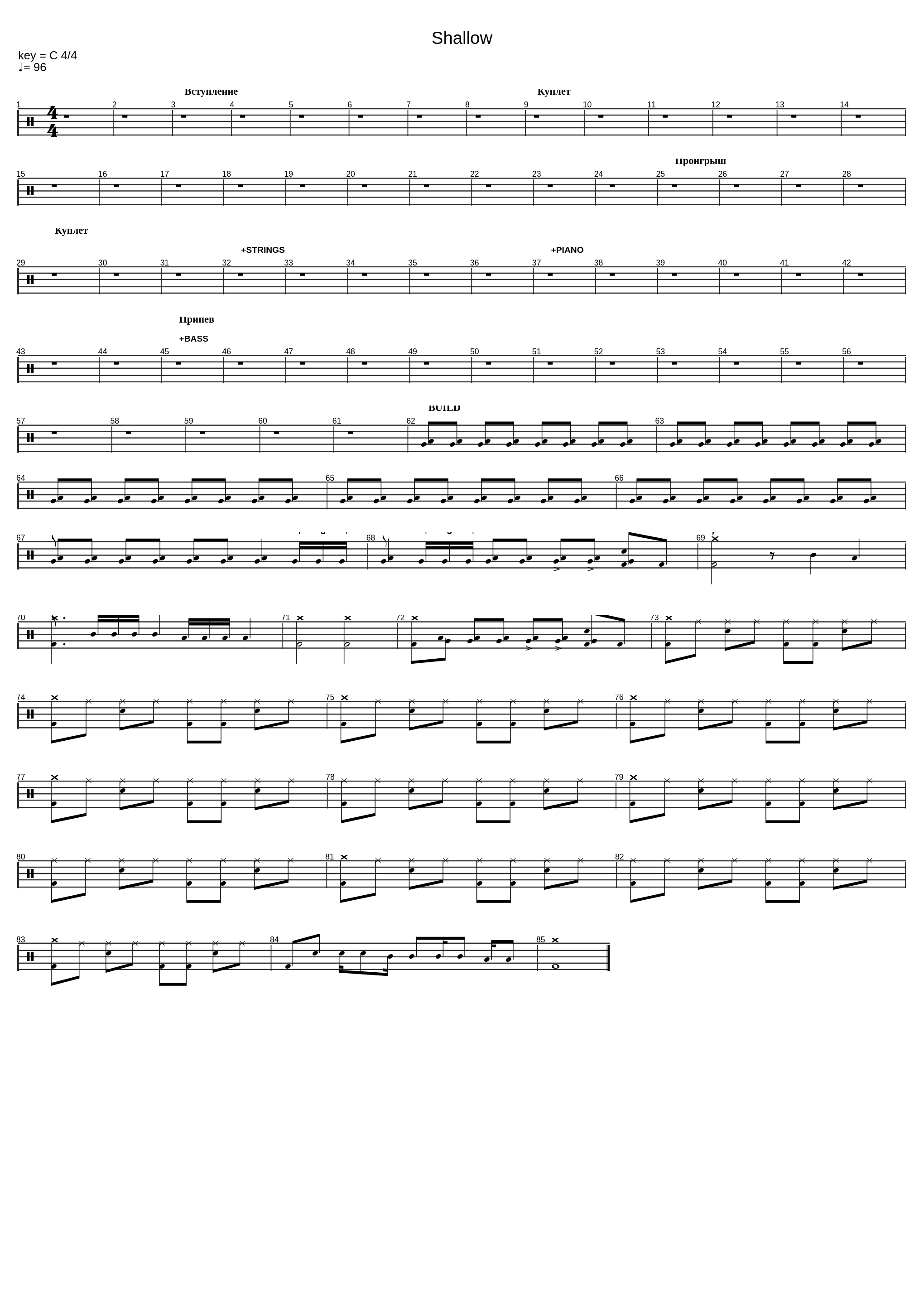 Shallow (SA Drums Sheet Music)_Lady Gaga_1