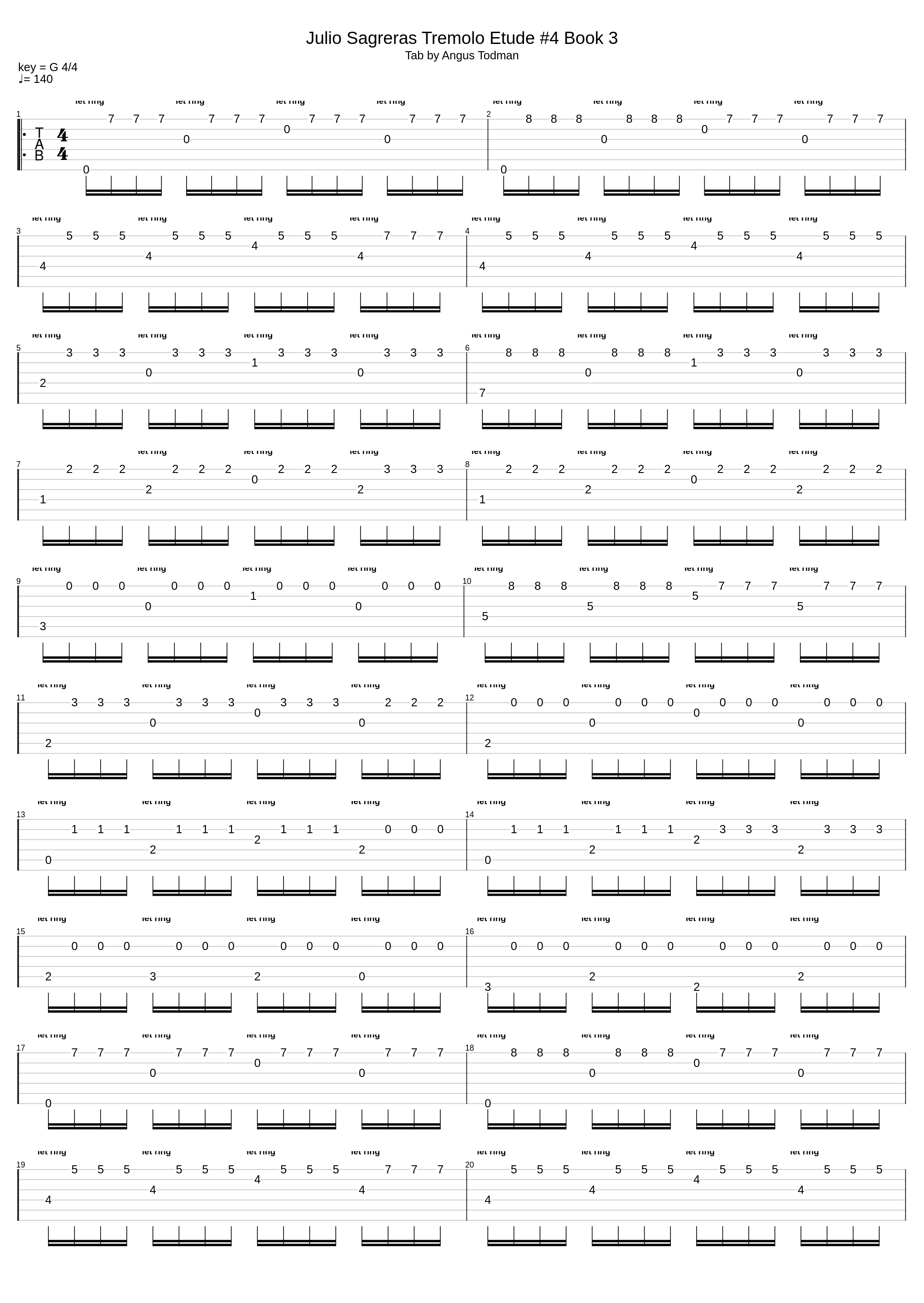 Tremolo Etude 4 Book 3_Julio Sagreras_1