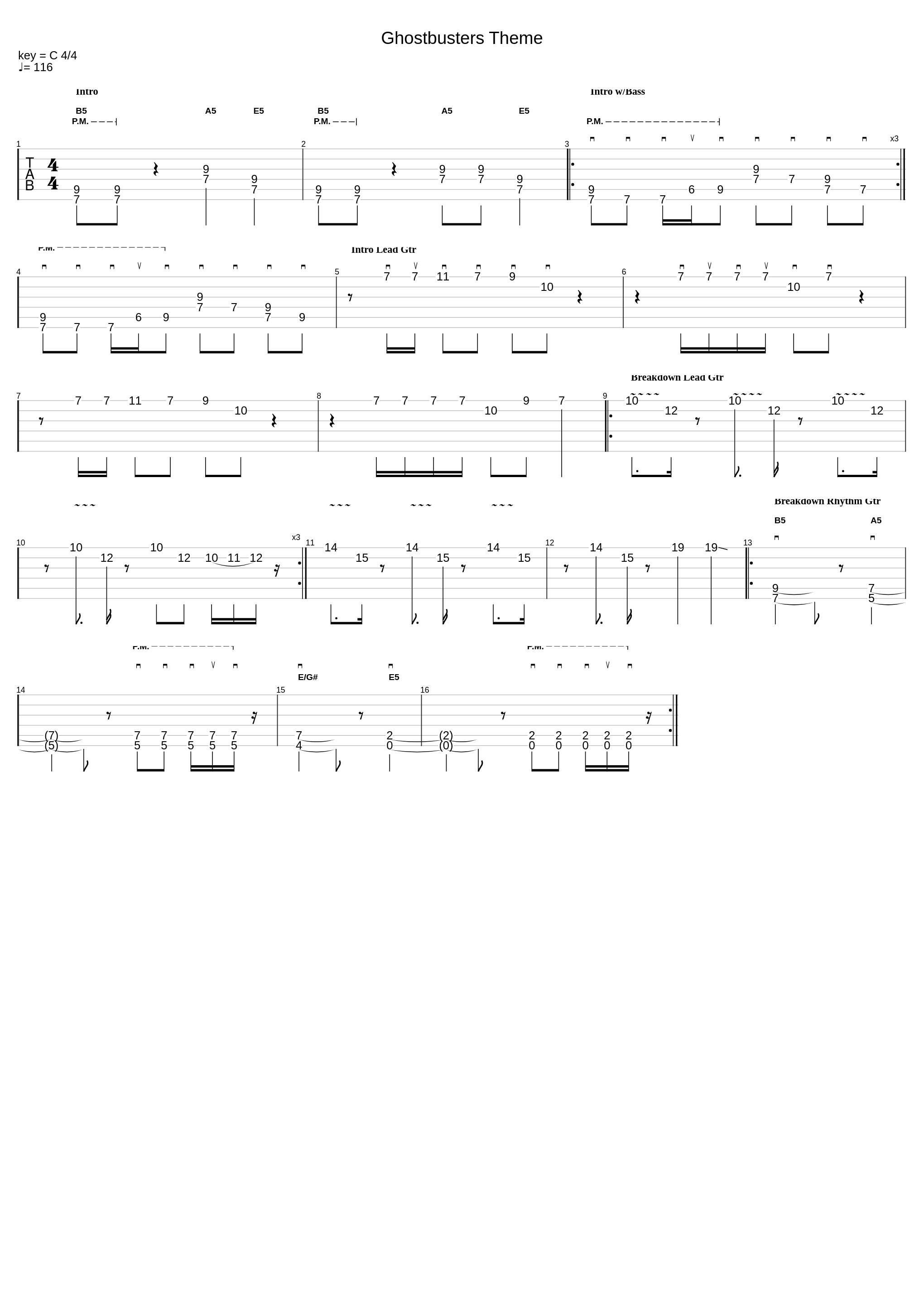 Ghostbusters Theme - tabbed by Dave (kaizenguitar.com)_Ray Parker Jr._1