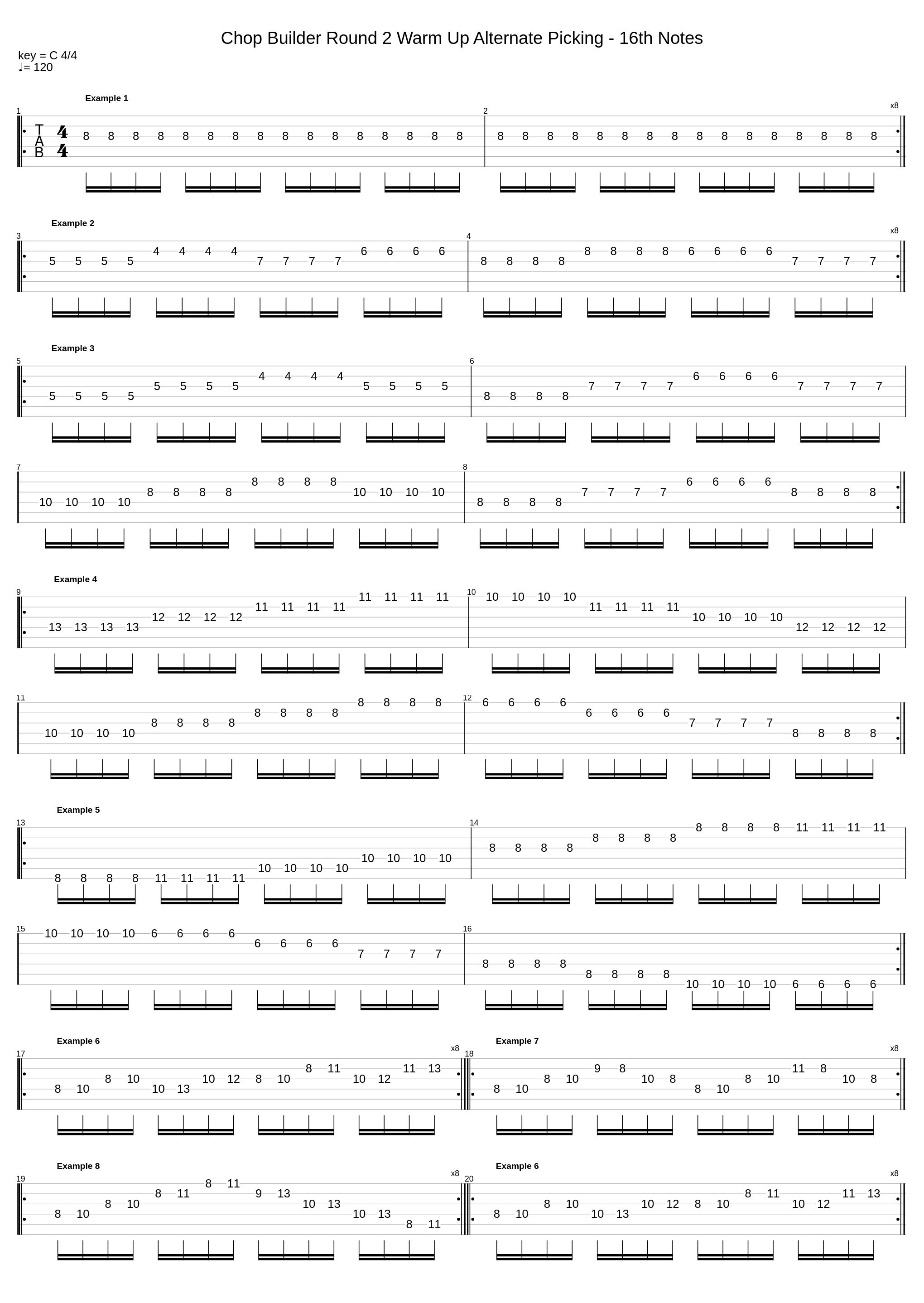 Chop Builder Round 2 Warm Up Alternate Picking - 16th Notes_Frank Gambale_1