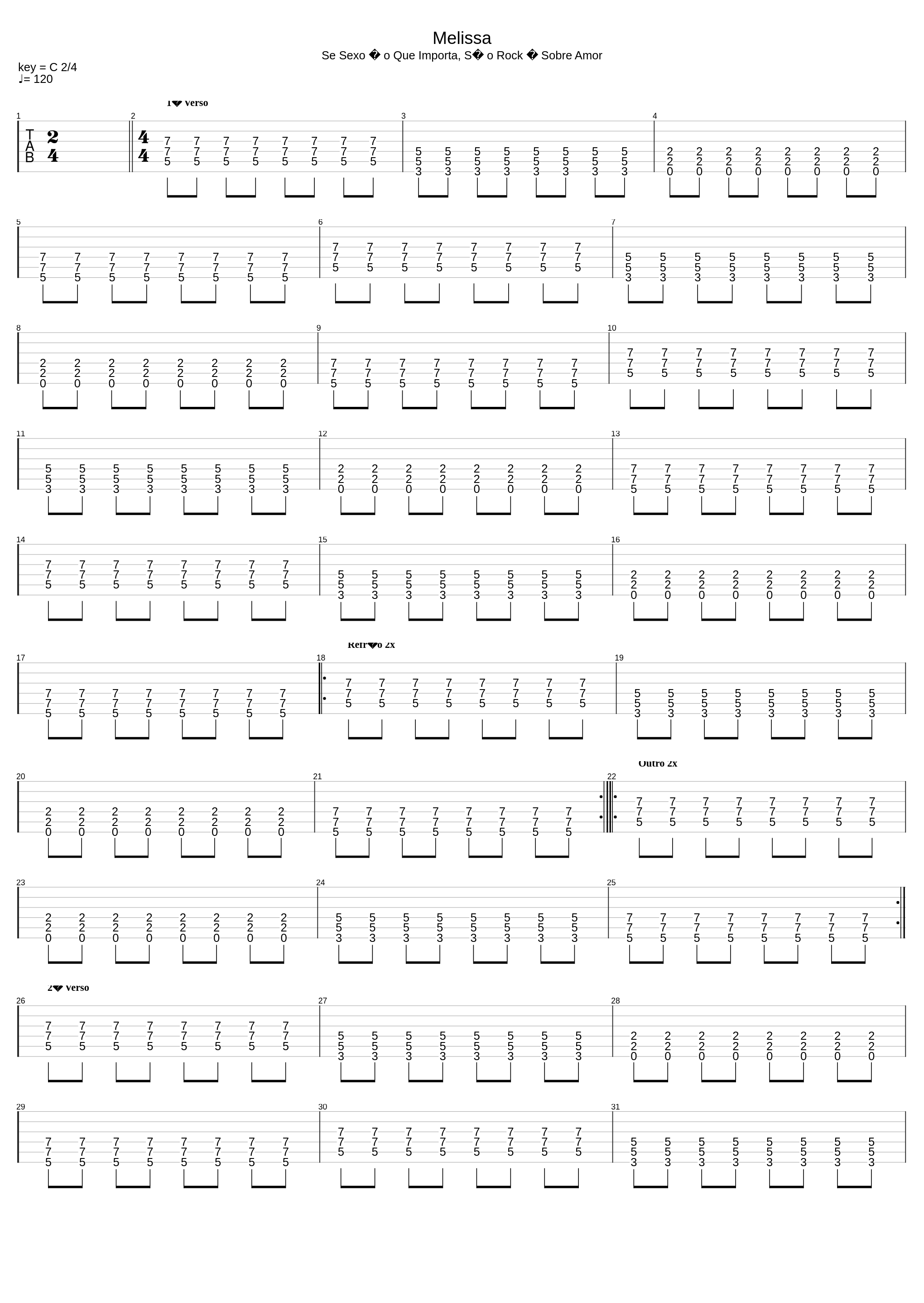 Melissa - Cifra_Bide Ou Balde_1