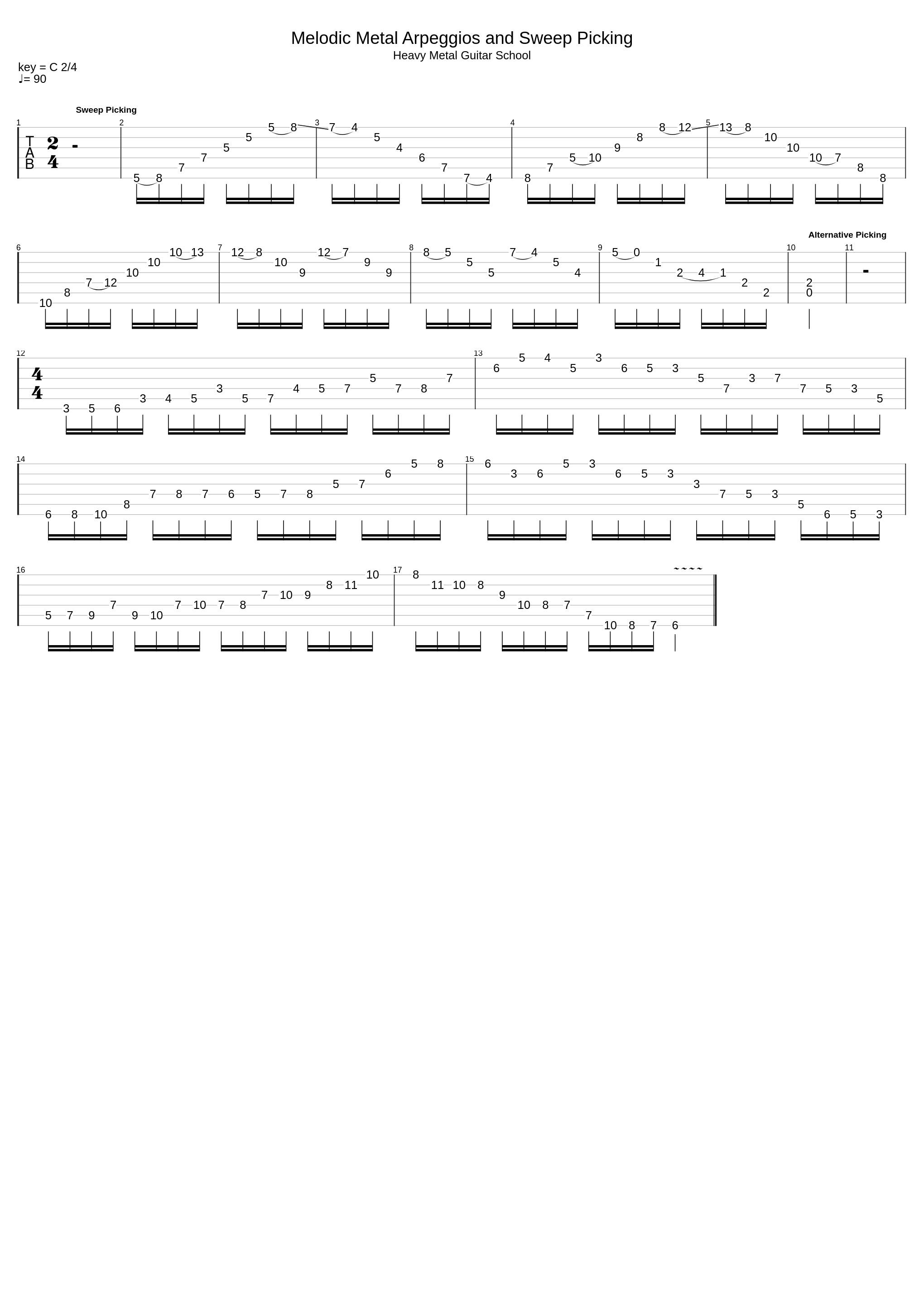 Melodic Metal Arpeggios and Sweep Exercises_Heavy Metal Guitar School_1