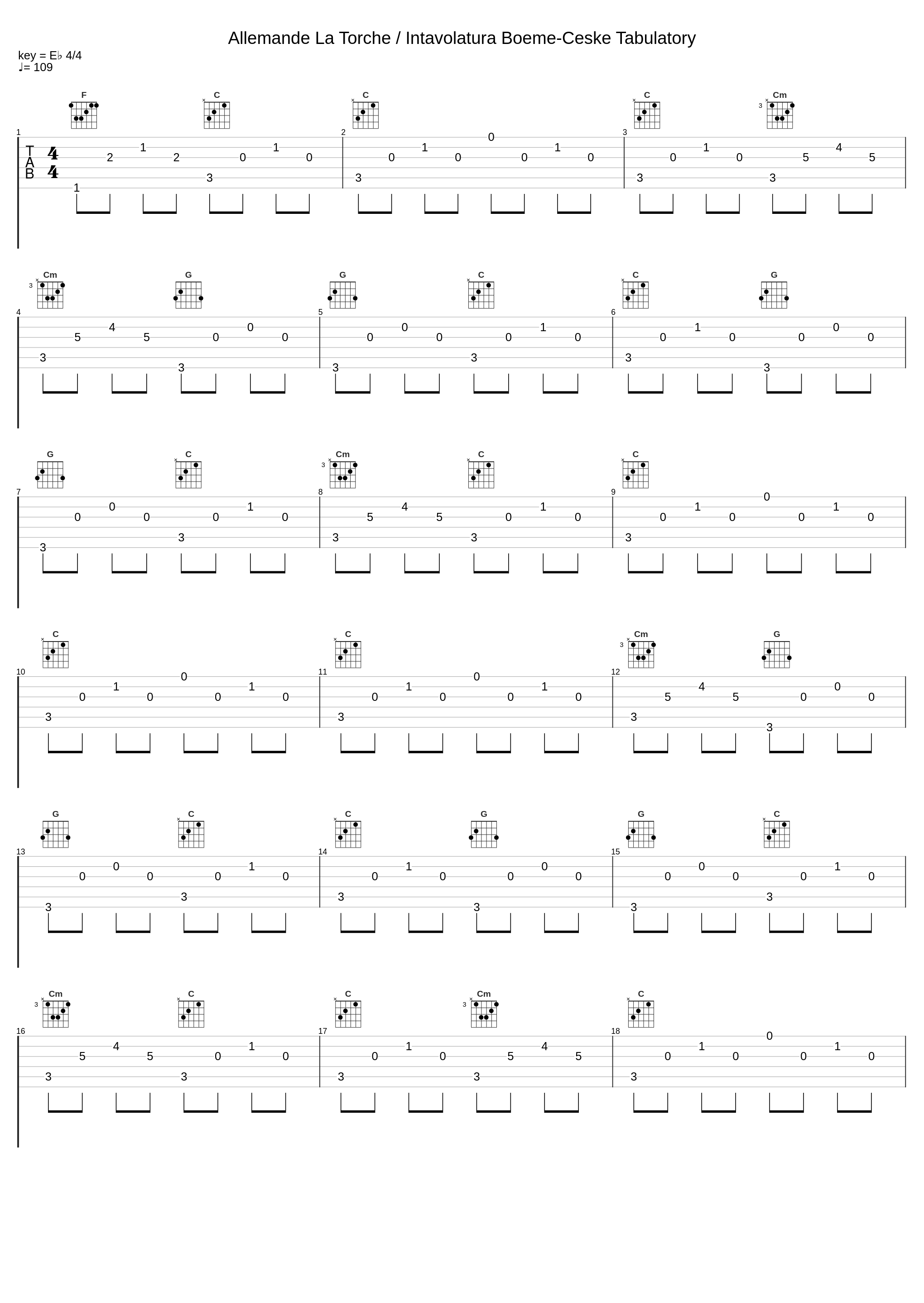 Allemande La Torche / Intavolatura Boeme-Ceske Tabulatory_The Roses_1