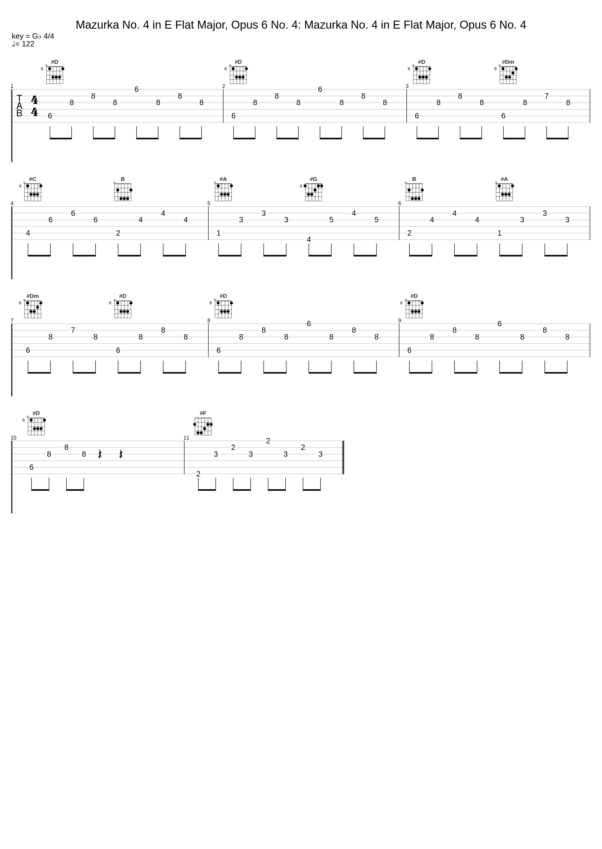 Mazurka No. 4 in E Flat Major, Opus 6 No. 4: Mazurka No. 4 in E Flat Major, Opus 6 No. 4_Arthur Rubenstein,Frédéric Chopin_1