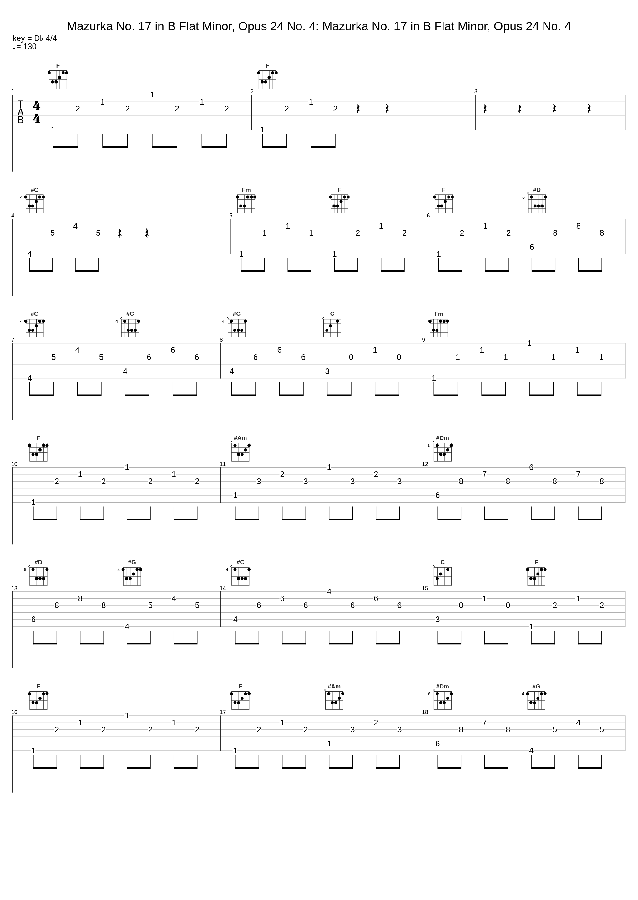 Mazurka No. 17 in B Flat Minor, Opus 24 No. 4: Mazurka No. 17 in B Flat Minor, Opus 24 No. 4_Arthur Rubenstein,Frédéric Chopin_1