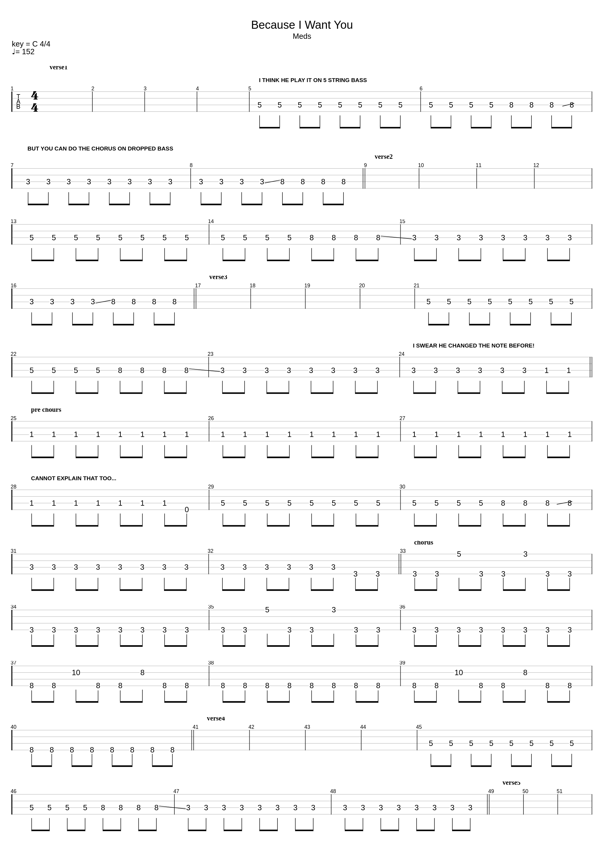 Because I Want You (Bass Tab)_Placebo_1
