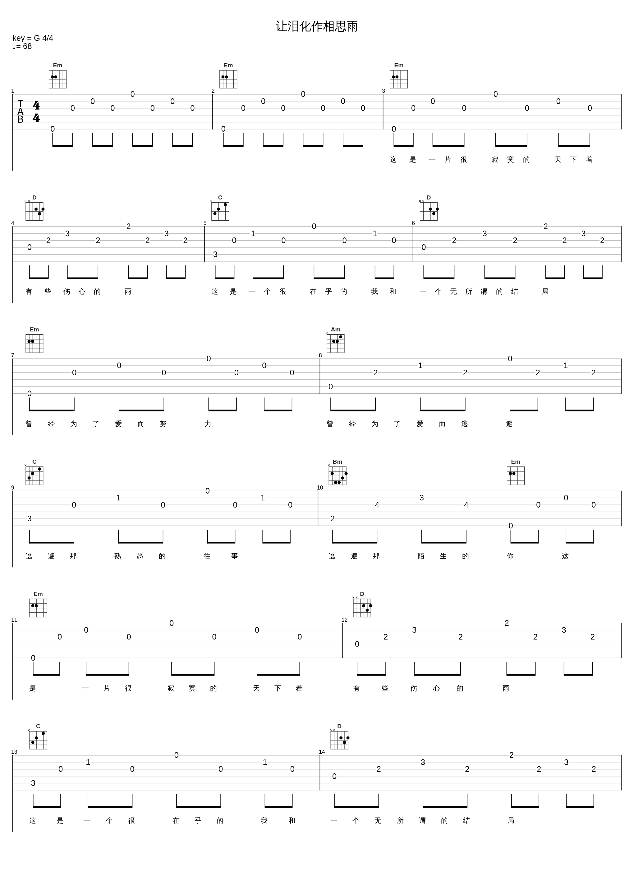 让泪化作相思雨_吉他的天空_1