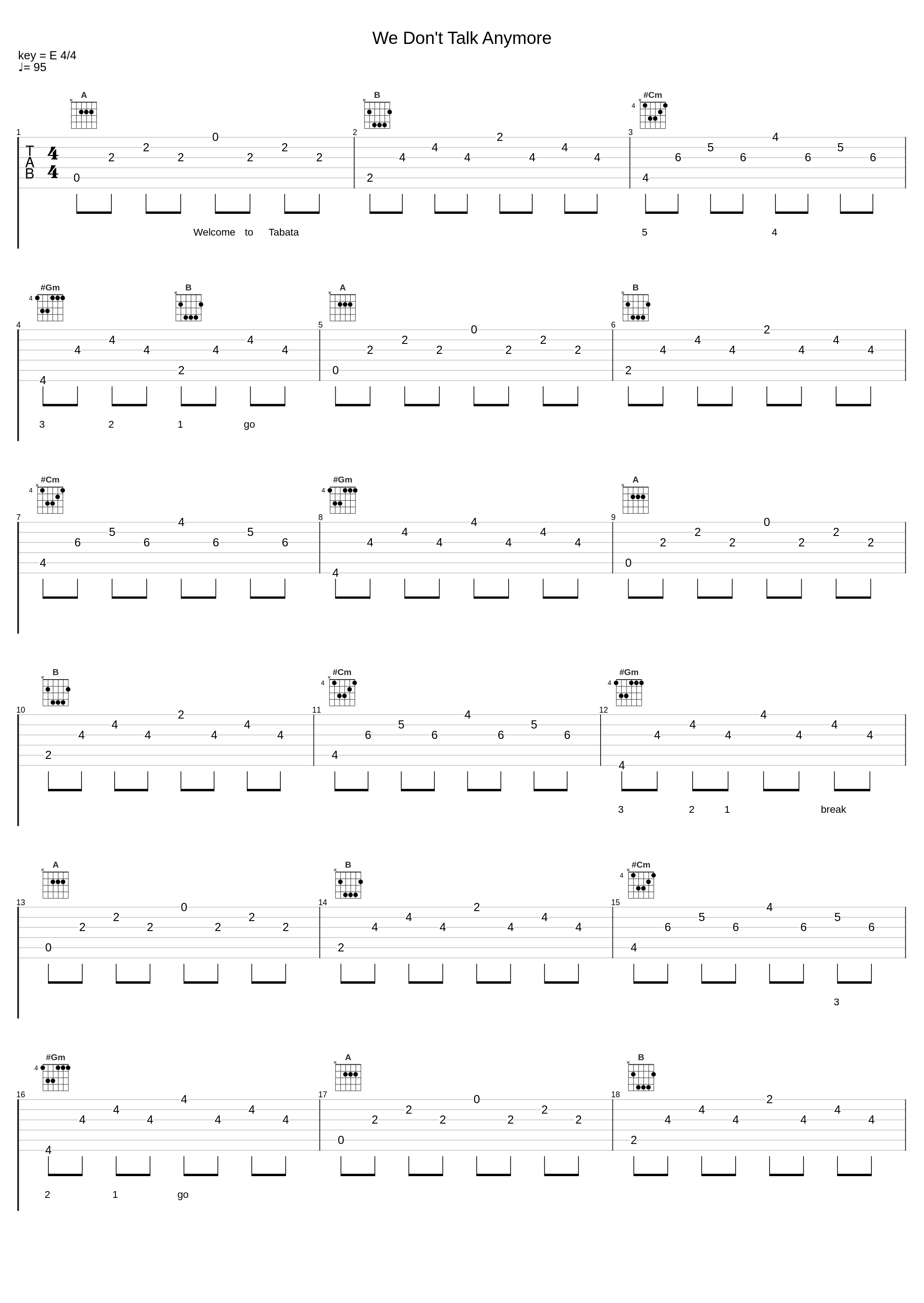 We Don't Talk Anymore_Tabata Music_1