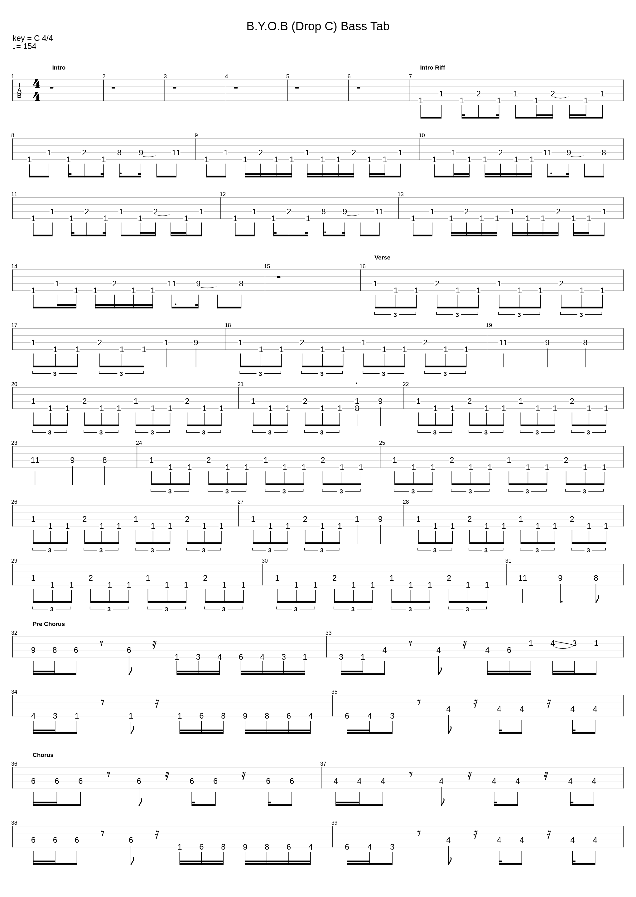 B.Y.O.B (Drop C) Bass Tab_System of a Down_1