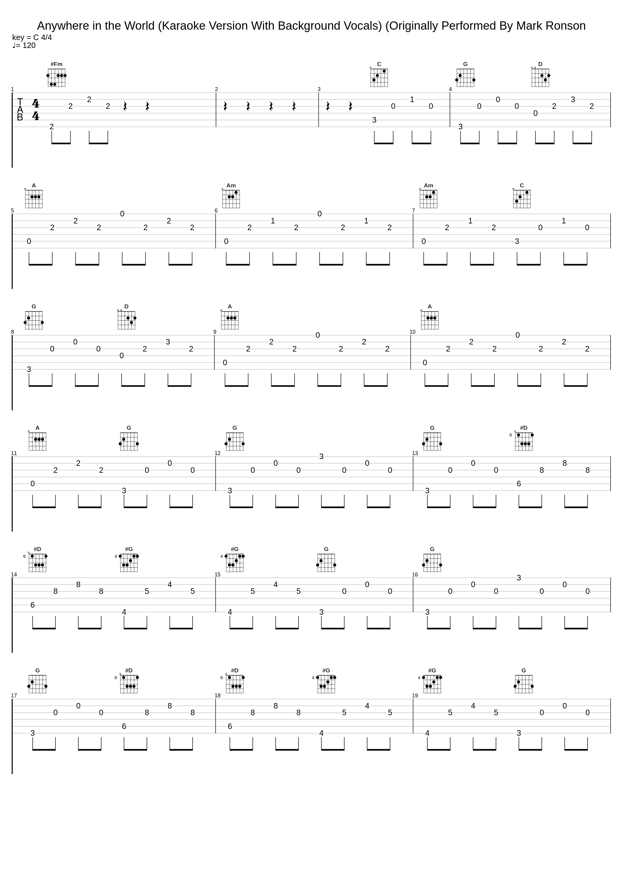 Anywhere in the World (Karaoke Version With Background Vocals) (Originally Performed By Mark Ronson_A-Type Player,D.R,Mark Ronson_1