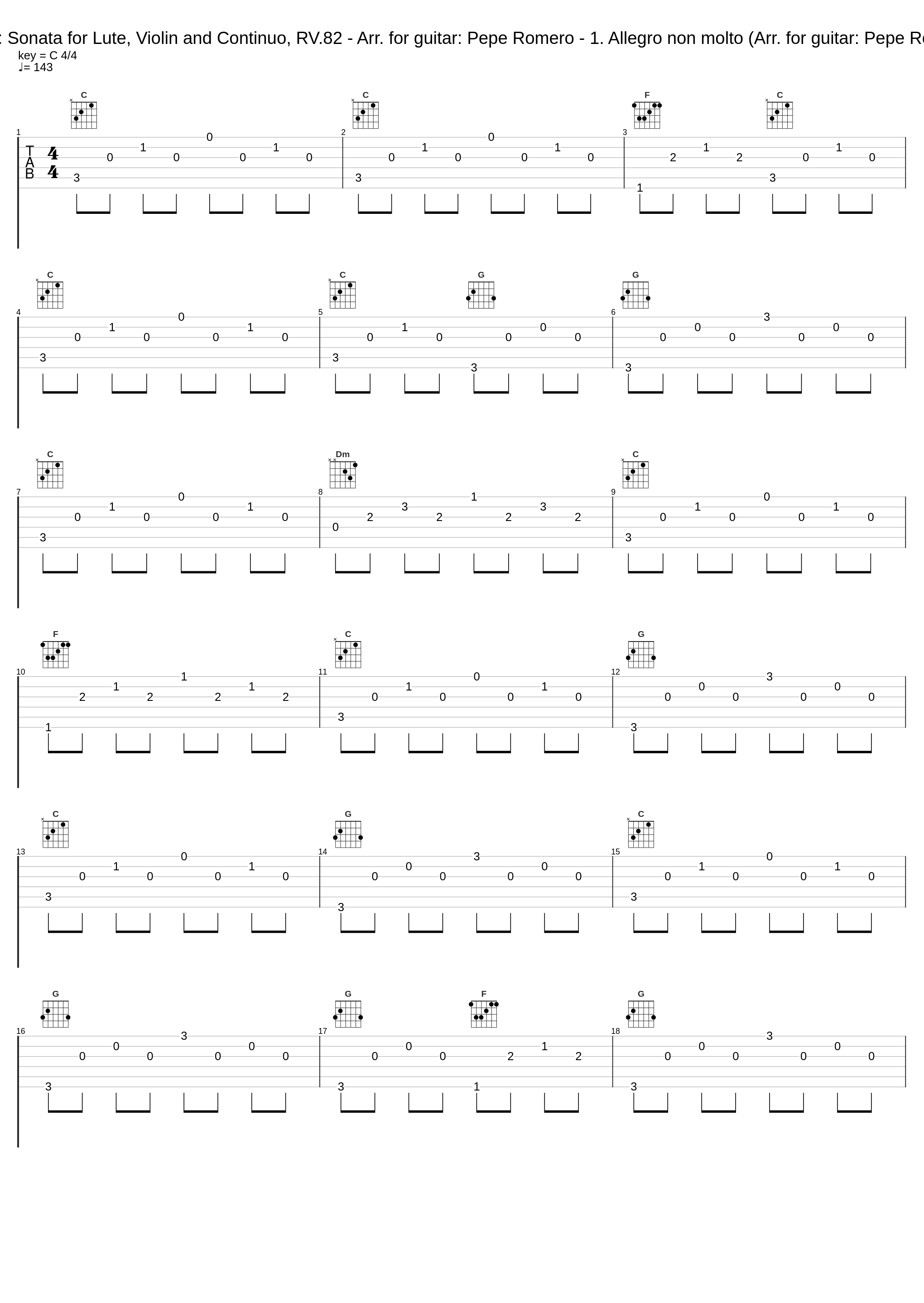 Vivaldi: Sonata for Lute, Violin and Continuo, RV.82 - Arr. for guitar: Pepe Romero - 1. Allegro non molto (Arr. for guitar: Pepe Romero)_Pepe Romero,I Musici_1