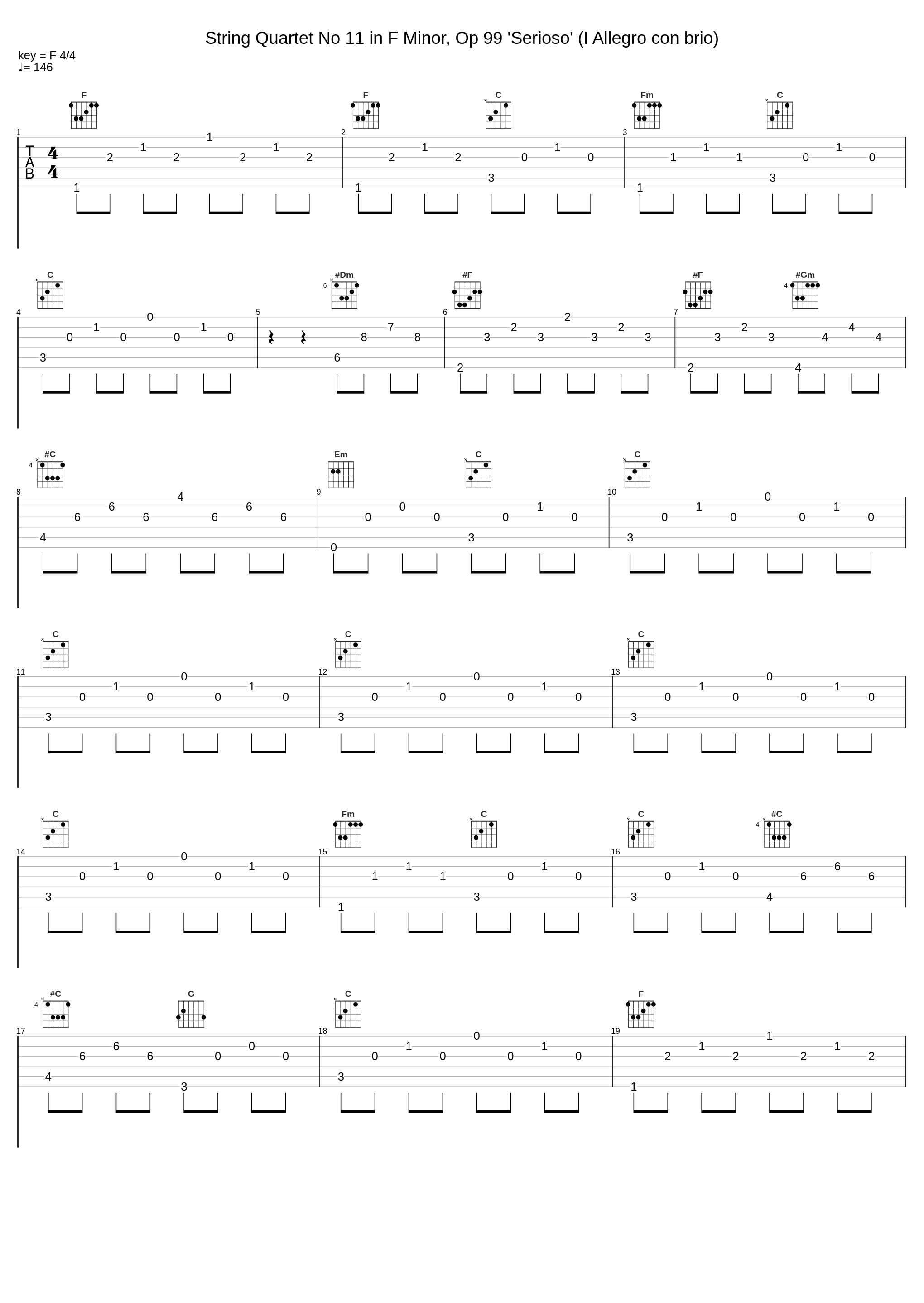 String Quartet No 11 in F Minor, Op 99 'Serioso' (I Allegro con brio)_Ludwig van Beethoven,Ludwig van_1