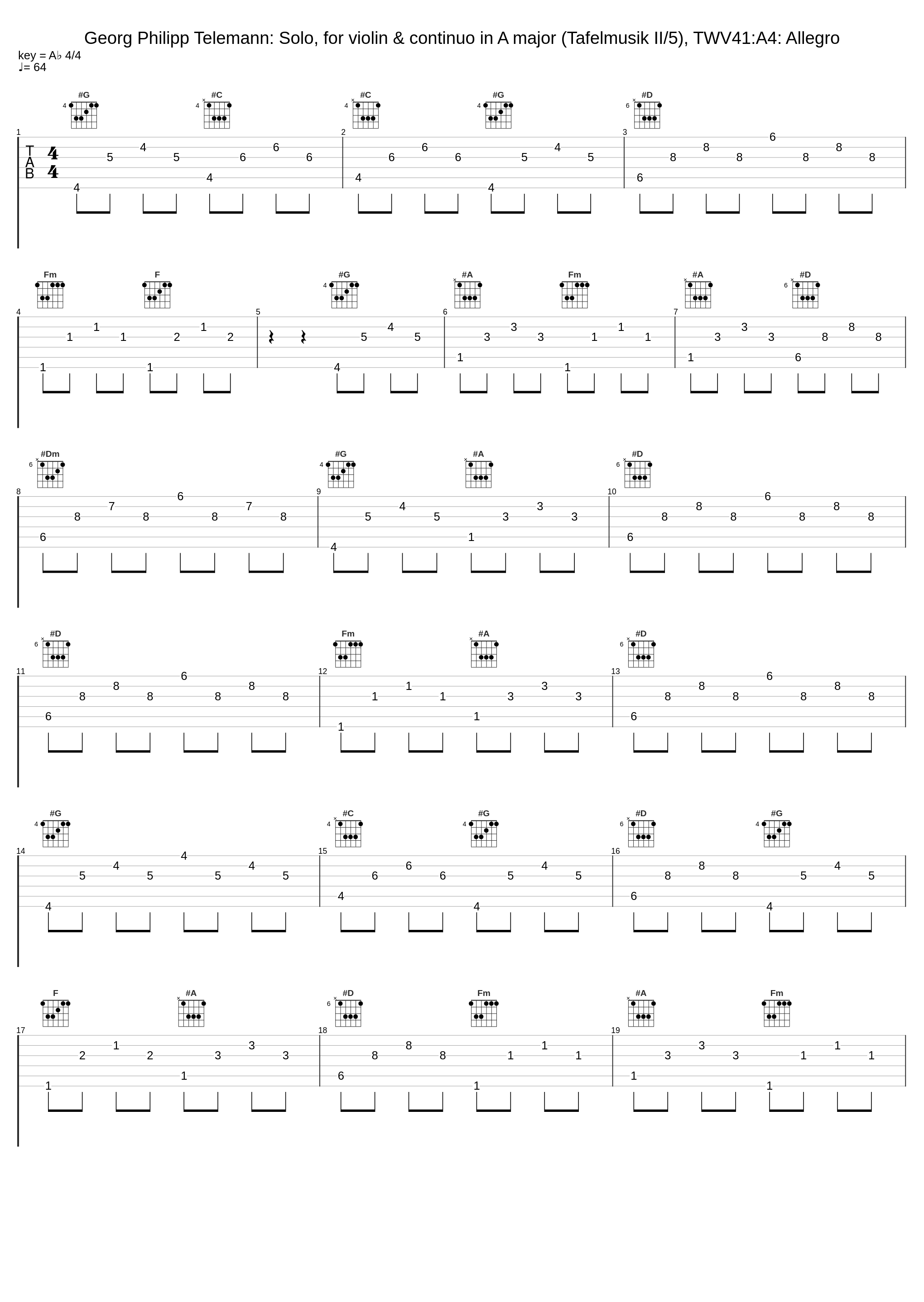 Georg Philipp Telemann: Solo, for violin & continuo in A major (Tafelmusik II/5), TWV41:A4: Allegro_Georg Philipp Telemann_1