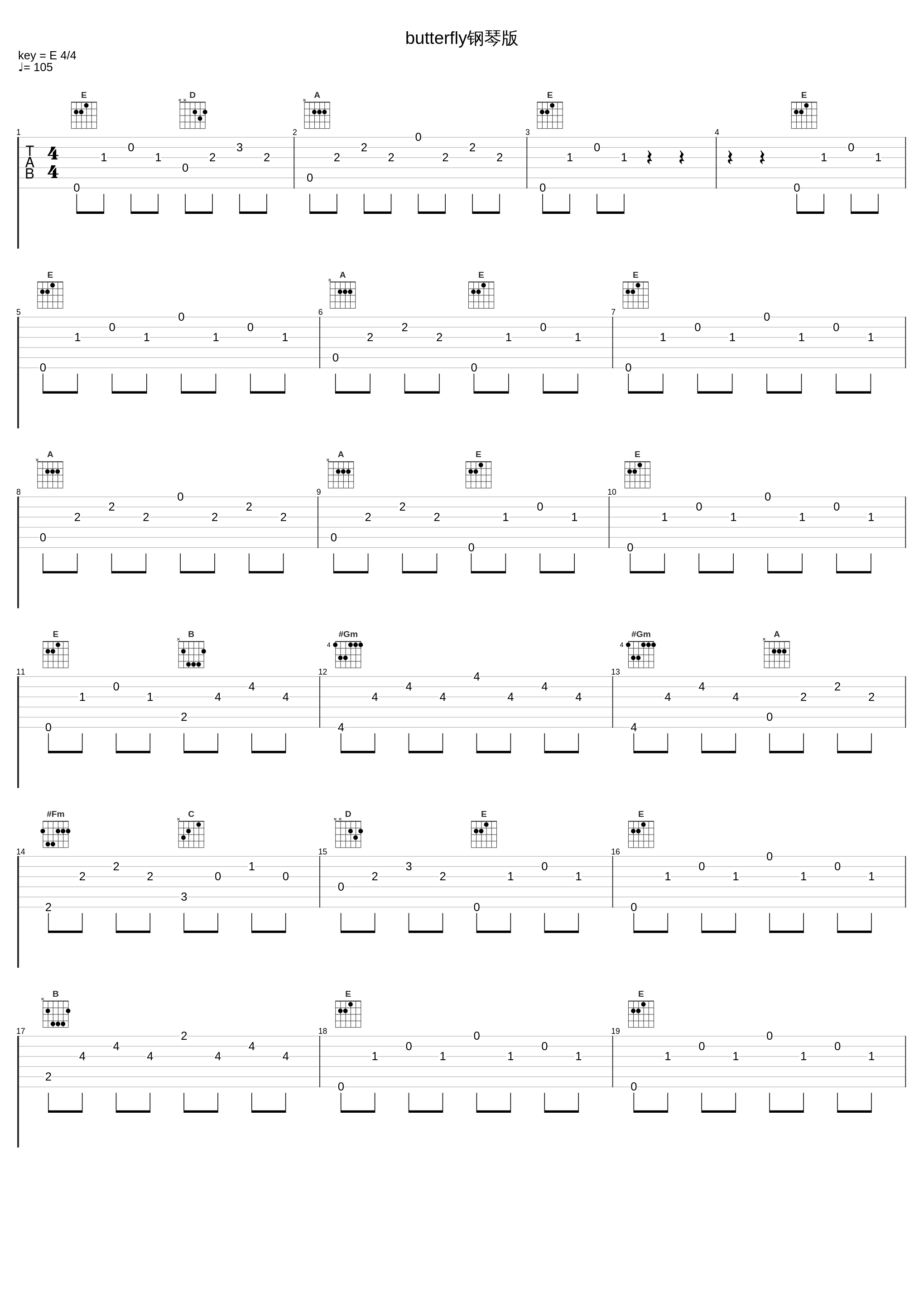 butterfly钢琴版_熊仔_1