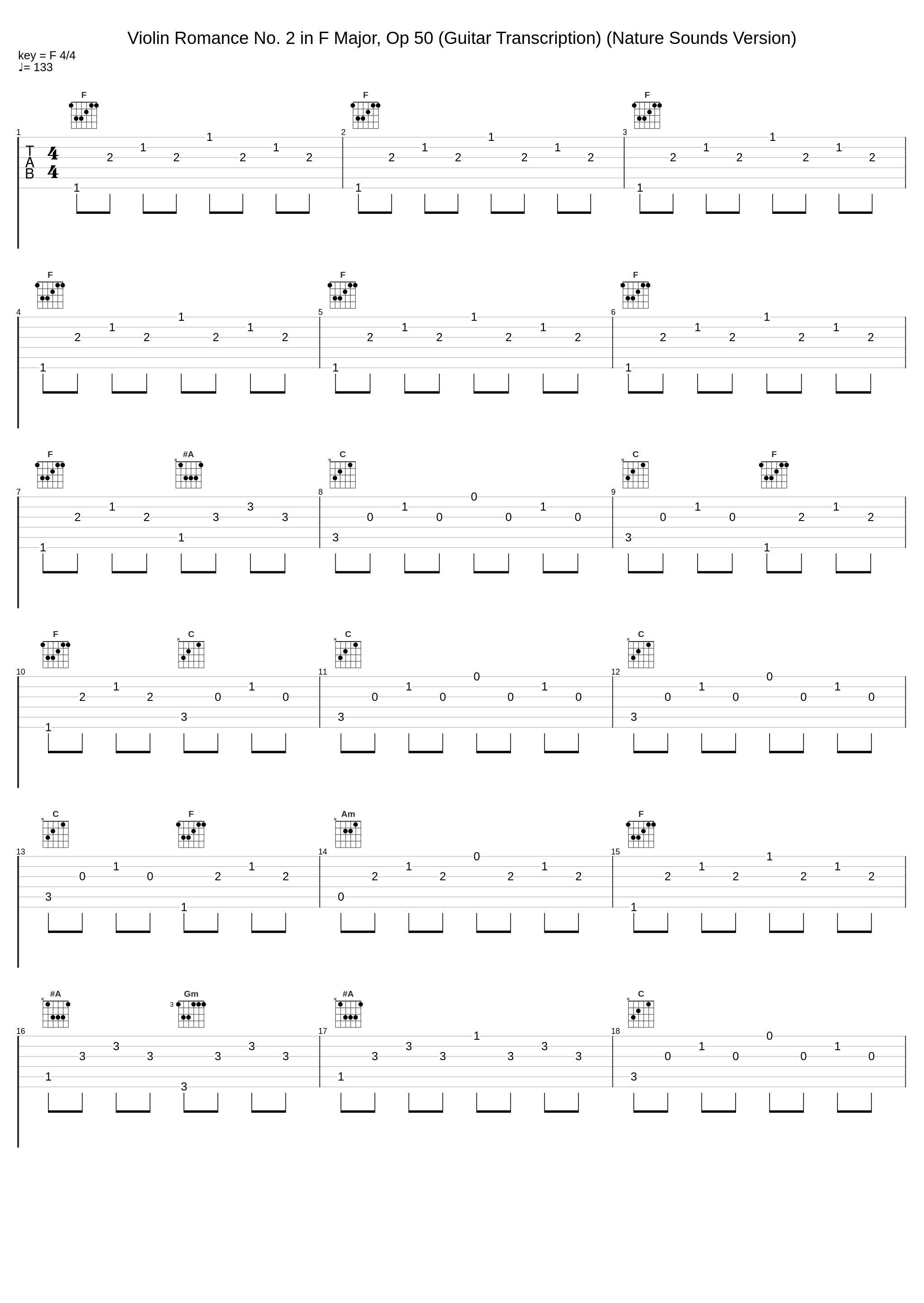 Violin Romance No. 2 in F Major, Op 50 (Guitar Transcription) (Nature Sounds Version)_Classical Music DEA Channel,Guitar Music DEA Channel,Classical Music for Studying DEA Channel,Ludwig van Beethoven_1