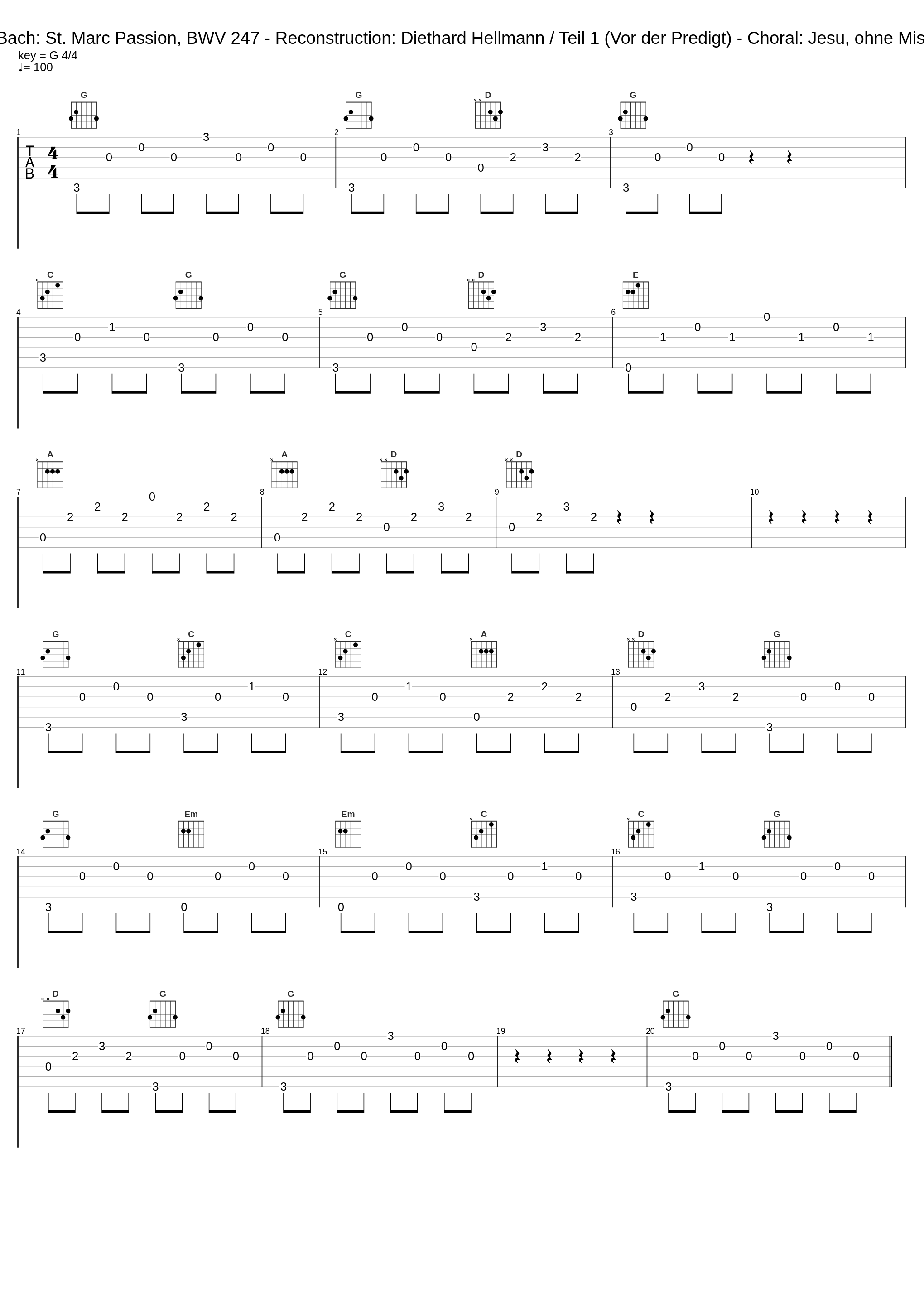J.S. Bach: St. Marc Passion, BWV 247 - Reconstruction: Diethard Hellmann / Teil 1 (Vor der Predigt) - Choral: Jesu, ohne Missetat_Christiane Oelze,Rosemarie Lang,Peter Schreier,Leipzig Favorit- Und Capellchor,Neues Bachisches Collegium Musicum_1