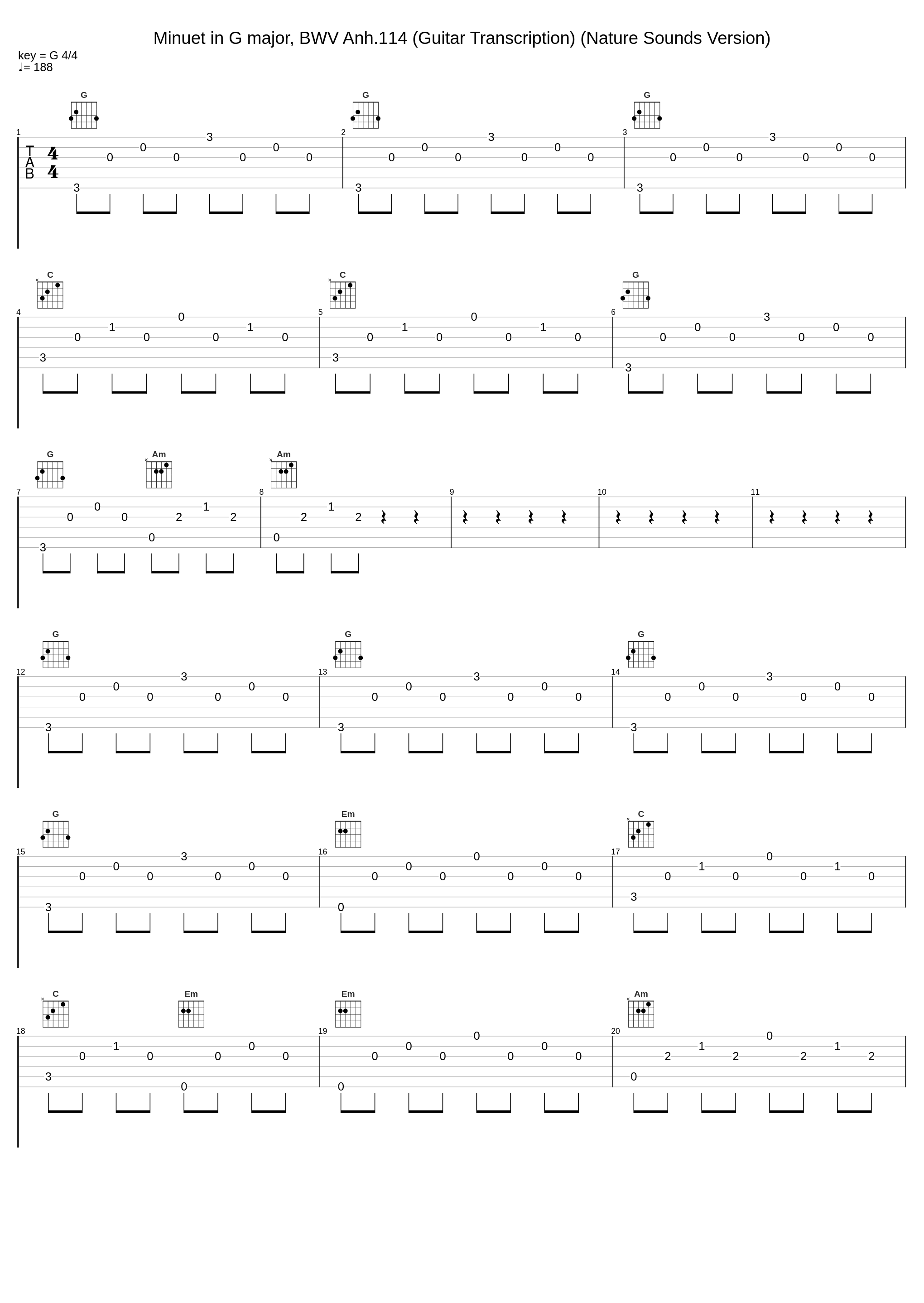 Minuet in G major, BWV Anh.114 (Guitar Transcription) (Nature Sounds Version)_Classical Music DEA Channel,Guitar Music DEA Channel,Classical Music for Studying DEA Channel,Christian Petzold_1