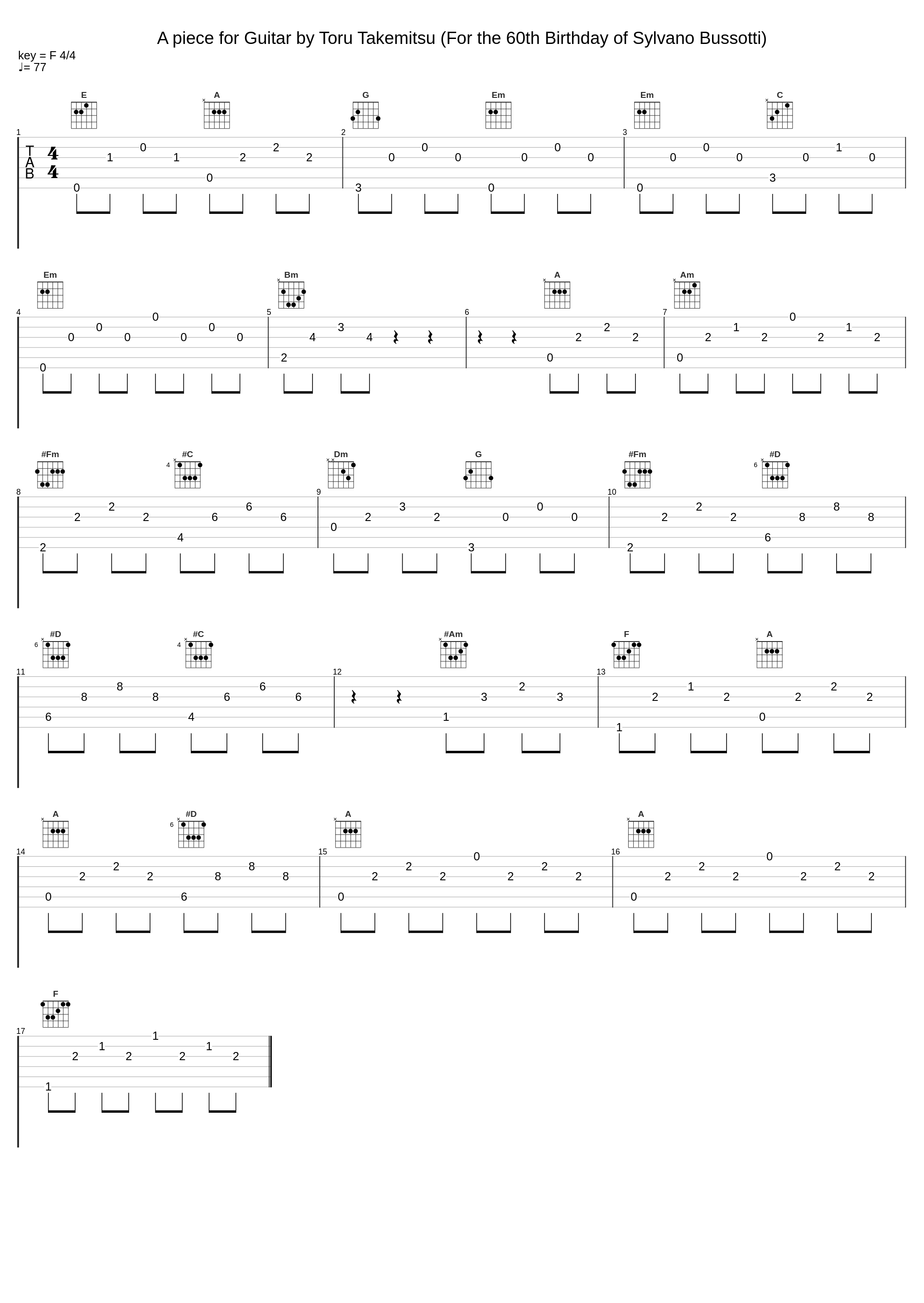 A piece for Guitar by Toru Takemitsu (For the 60th Birthday of Sylvano Bussotti)_Alberto Mesirca_1