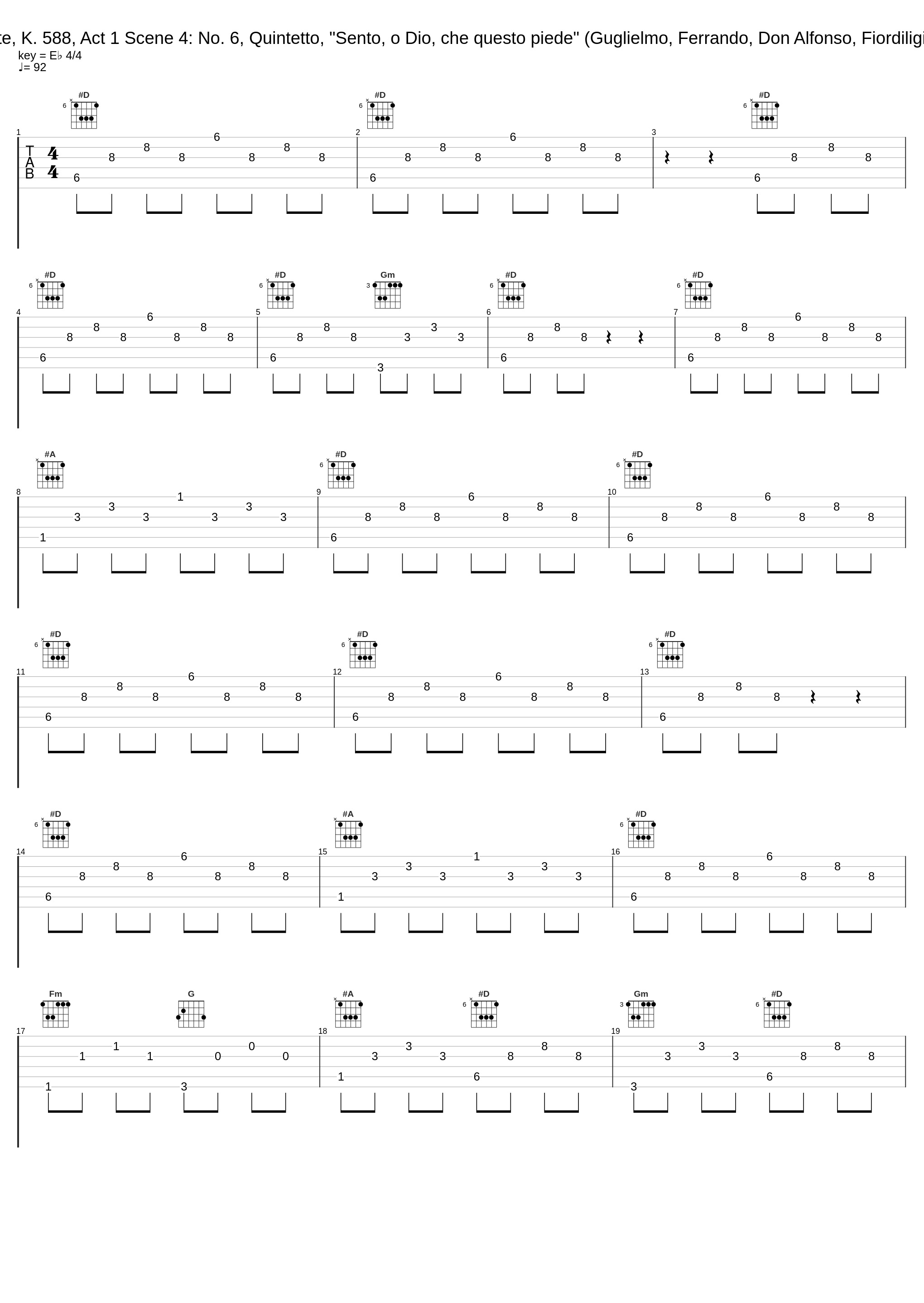 Così fan tutte, K. 588, Act 1 Scene 4: No. 6, Quintetto, "Sento, o Dio, che questo piede" (Guglielmo, Ferrando, Don Alfonso, Fiordiligi, Dorabella)_Elisabeth Schwarzkopf,Christa Ludwig,Alfredo Kraus,Giuseppe Taddei,Walter Berry,Hanny Steffek,Heinrich Schmidt,Philharmonia Chorus,Philharmonia Orchestra,Karl Böhm_1