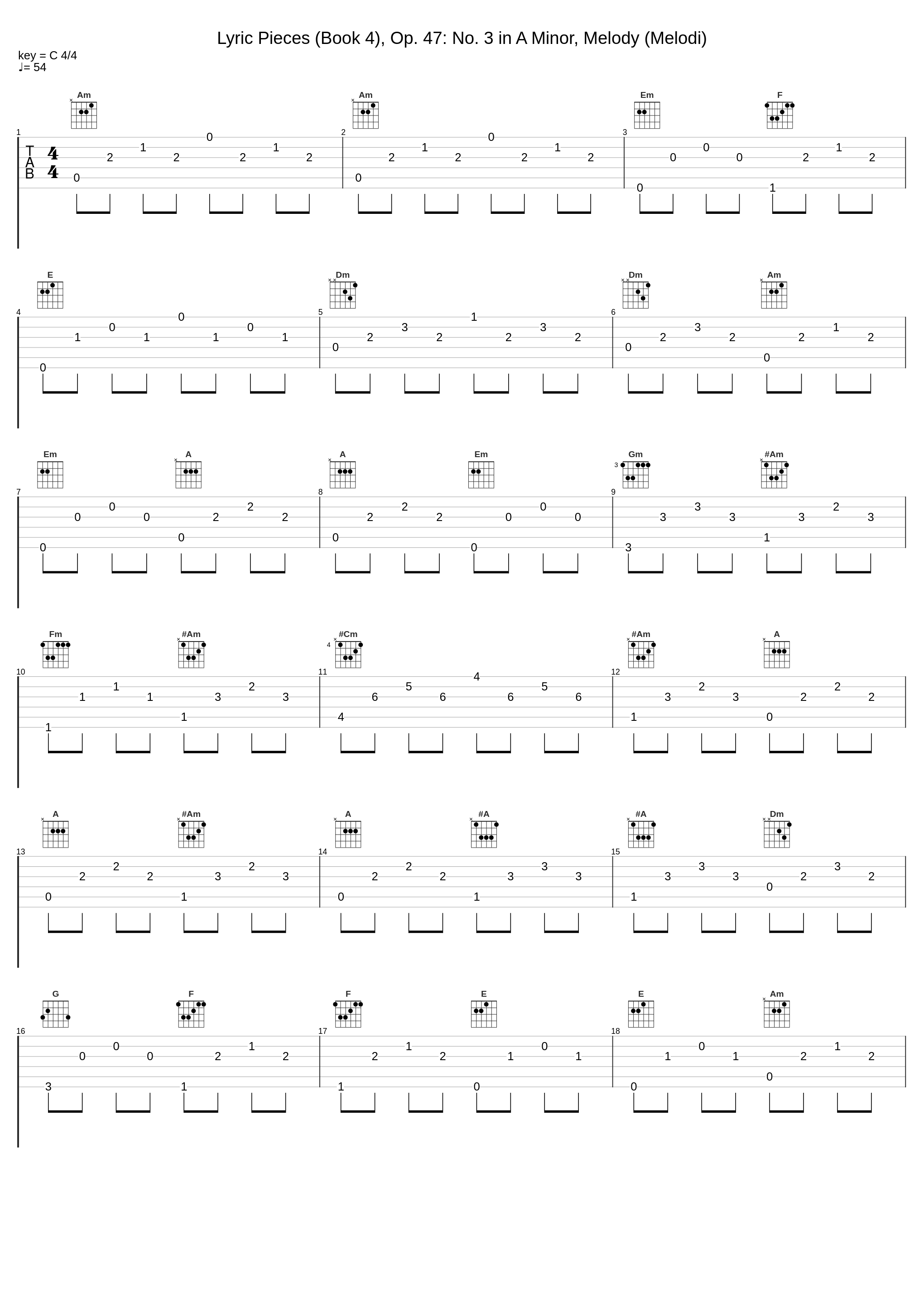 Lyric Pieces (Book 4), Op. 47: No. 3 in A Minor, Melody (Melodi)_Walter Gieseking_1