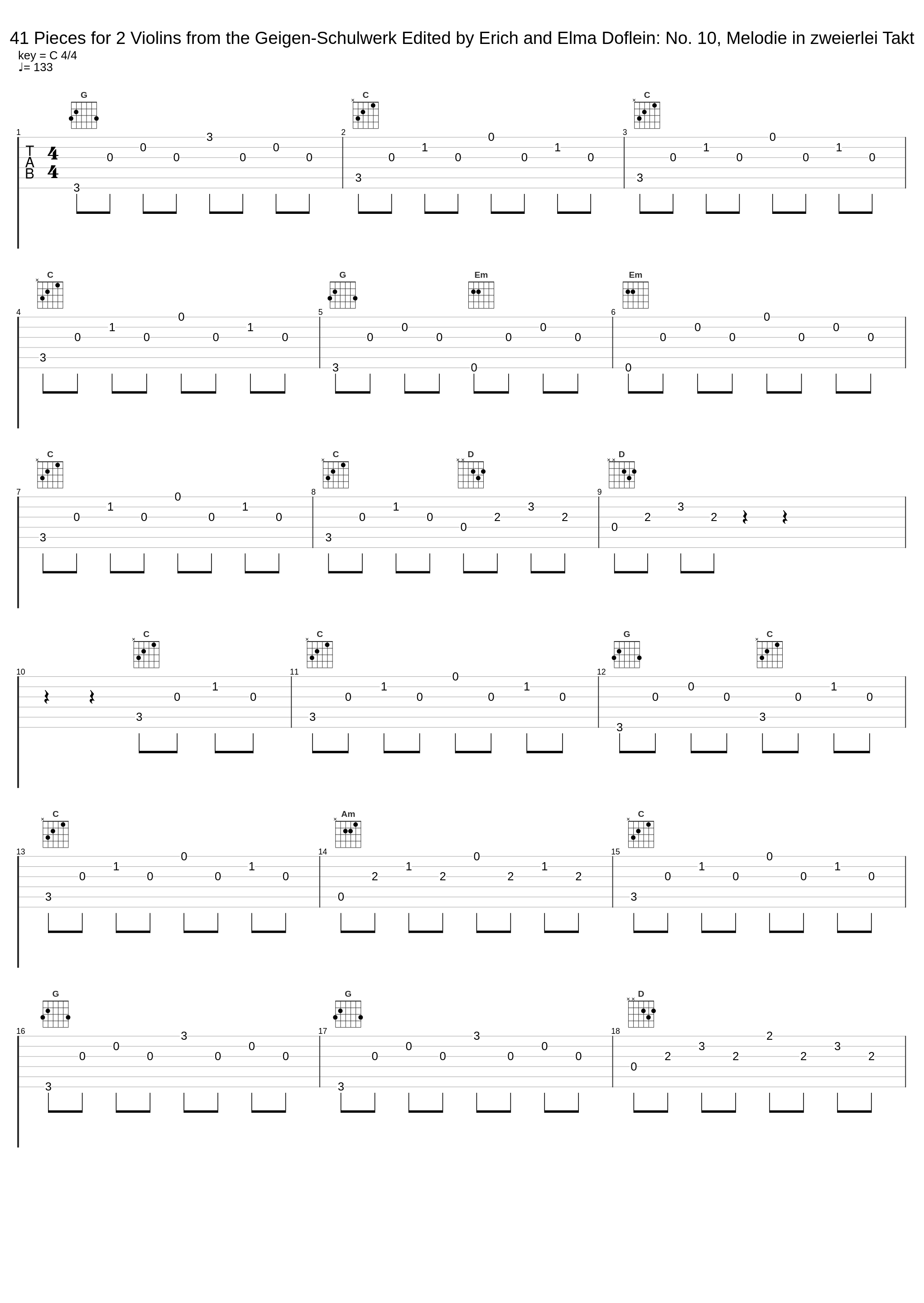 41 Pieces for 2 Violins from the Geigen-Schulwerk Edited by Erich and Elma Doflein: No. 10, Melodie in zweierlei Takt_Ida Bieler,Georg Sarkisjan_1