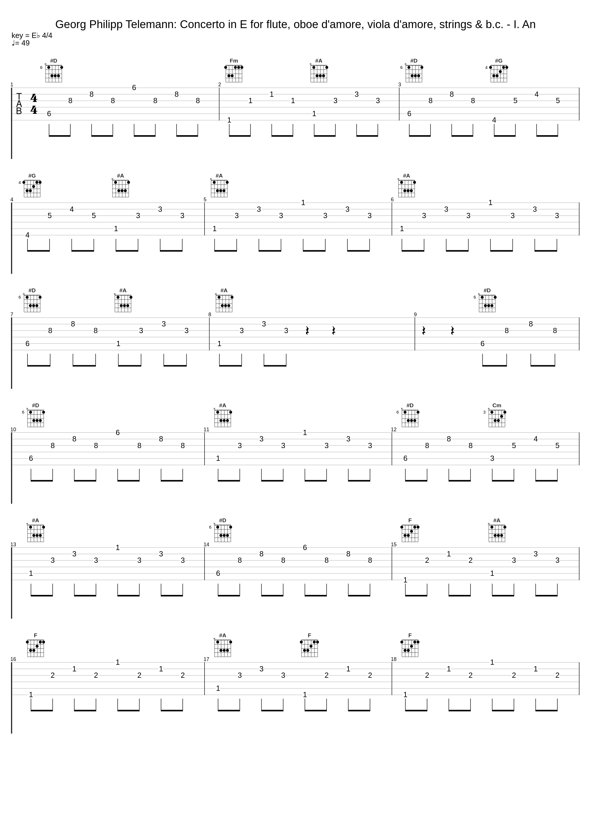 Georg Philipp Telemann: Concerto in E for flute, oboe d'amore, viola d'amore, strings & b.c. - I. An_Georg Philipp Telemann_1