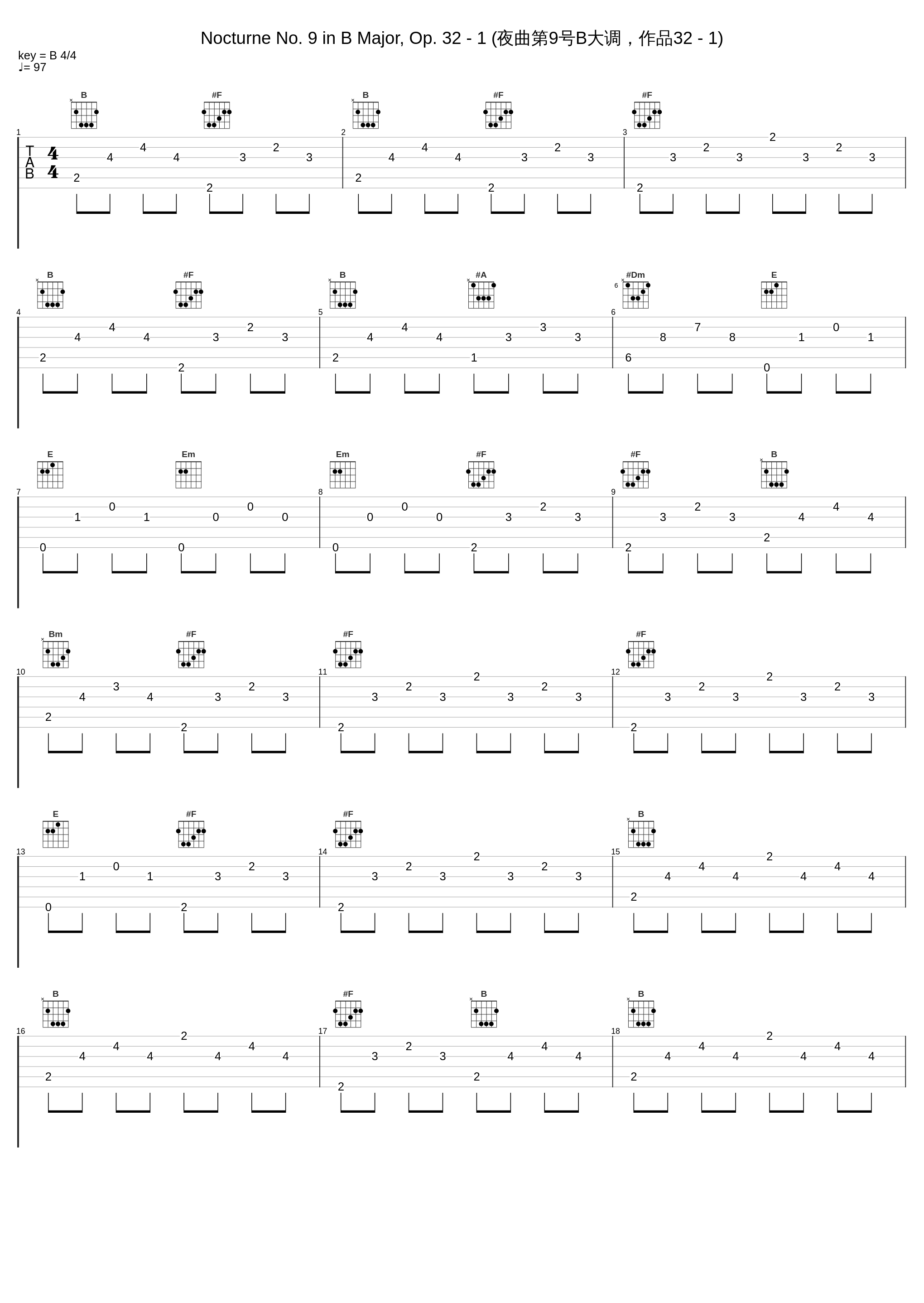 Nocturne No. 9 in B Major, Op. 32 - 1 (夜曲第9号B大调，作品32 - 1)_邓泰山_1