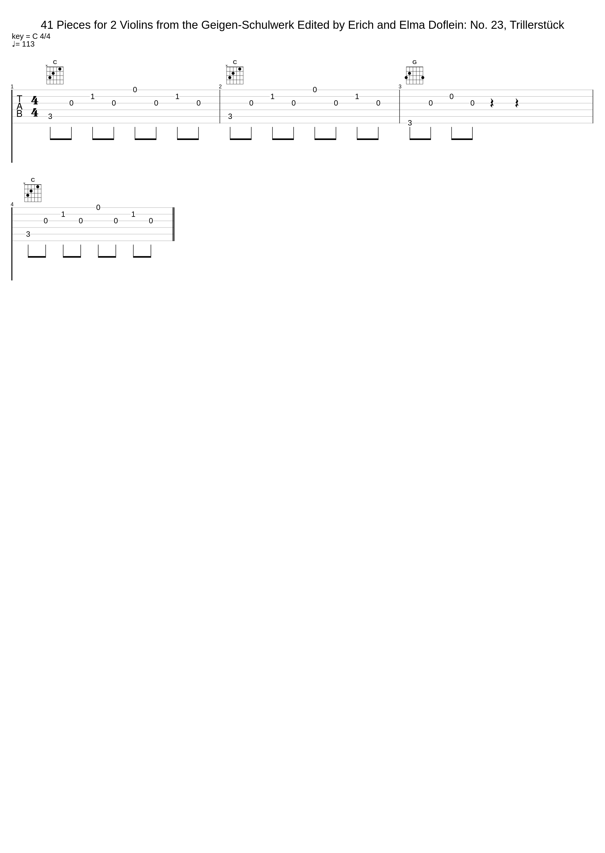 41 Pieces for 2 Violins from the Geigen-Schulwerk Edited by Erich and Elma Doflein: No. 23, Trillerstück_Ida Bieler,Georg Sarkisjan_1