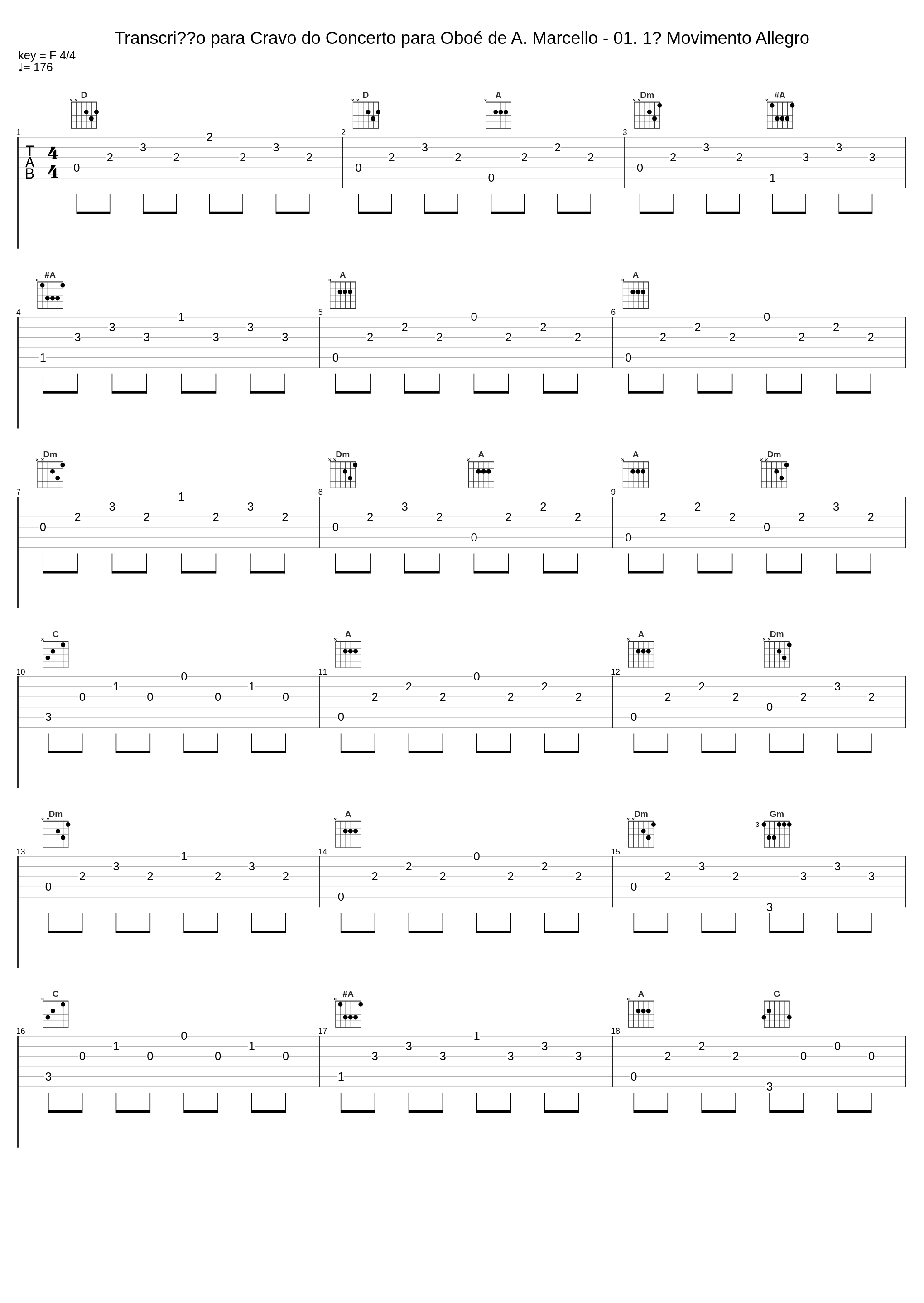 Transcrição para Cravo do Concerto para Oboé de A. Marcello - 01. 1º Movimento Allegro_Arthur Moreira Lima_1