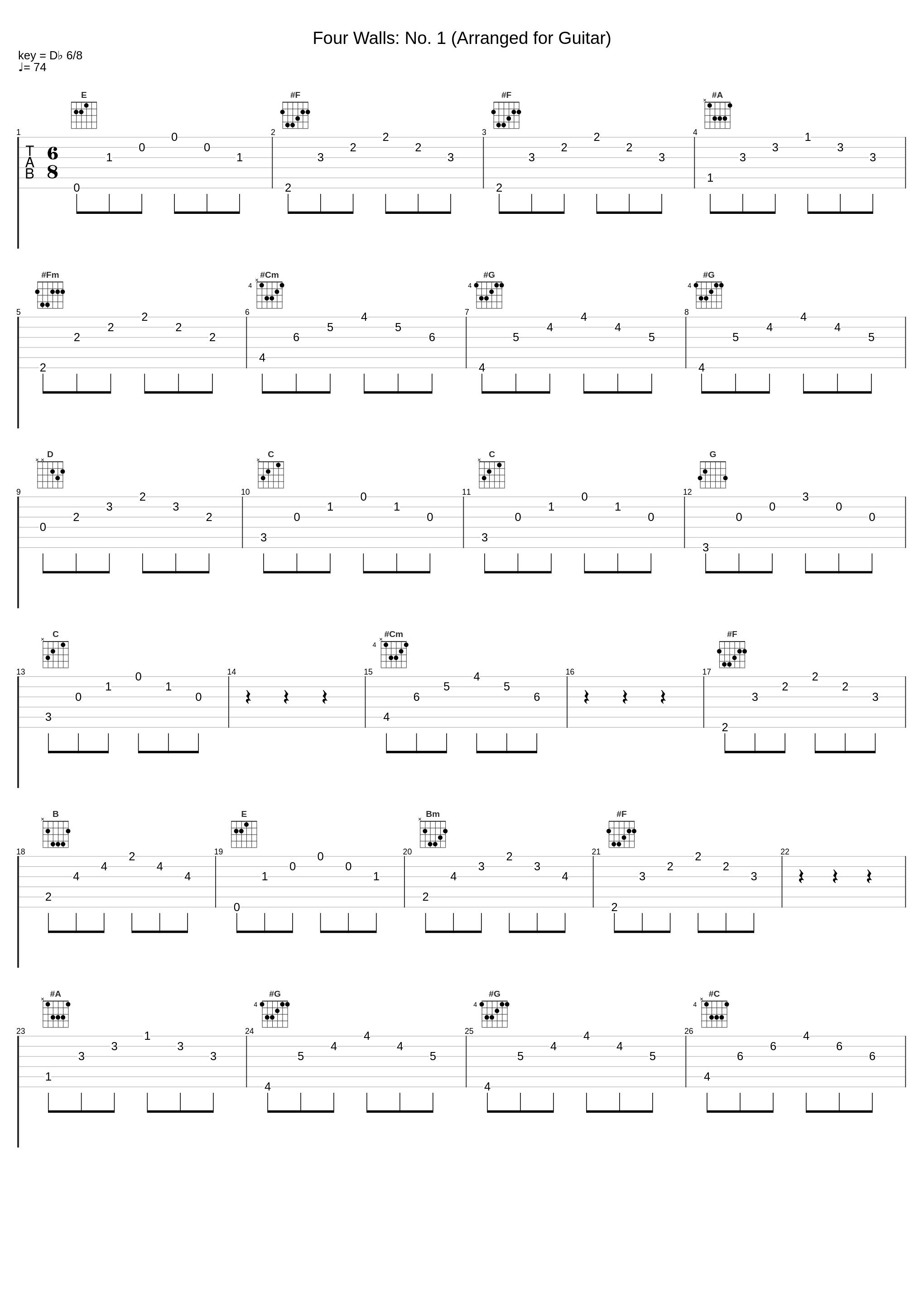 Four Walls: No. 1 (Arranged for Guitar)_Noël Akchoté_1