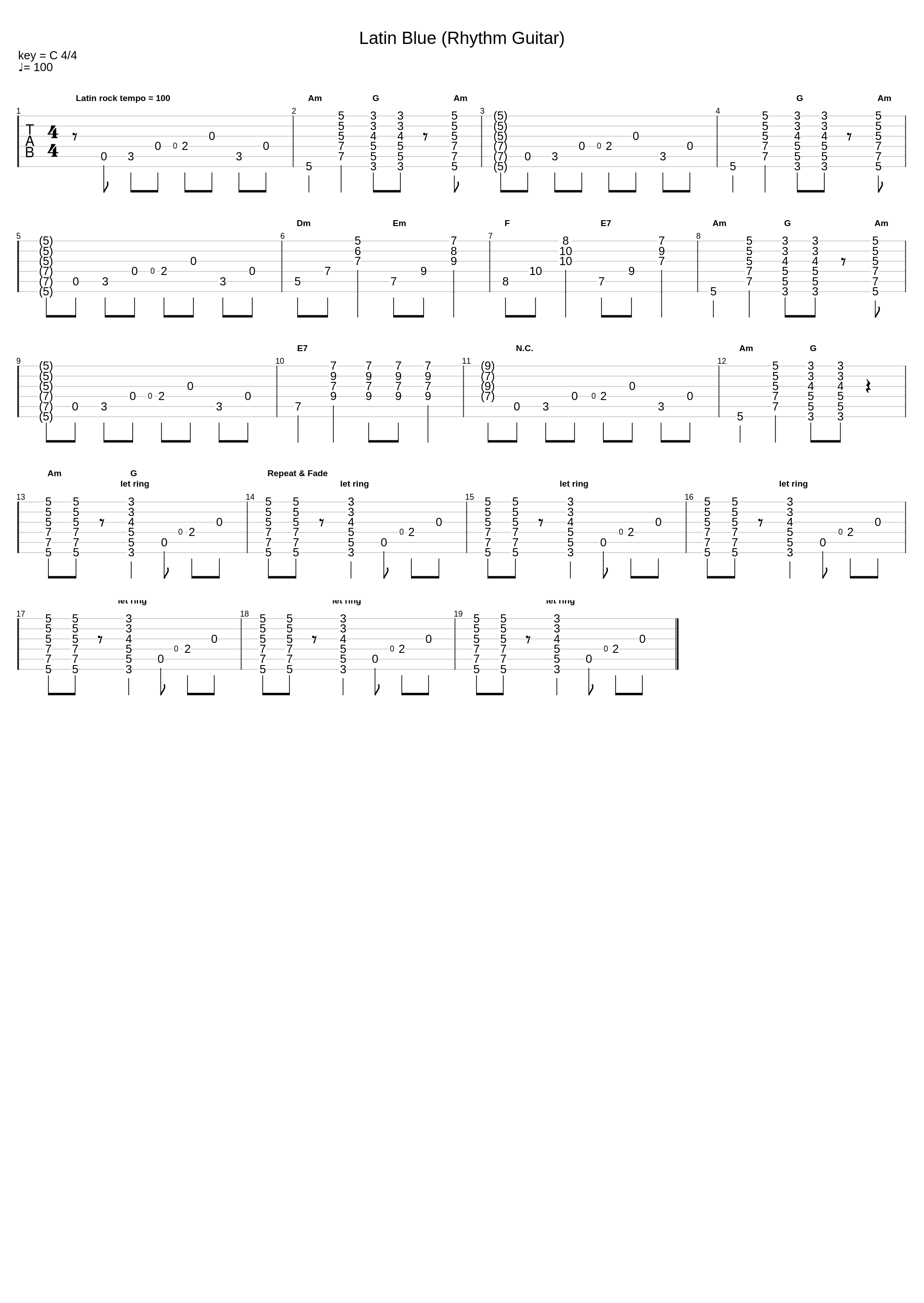 Latin Blue (Rhythm Guitar)_Blues Exercises_1